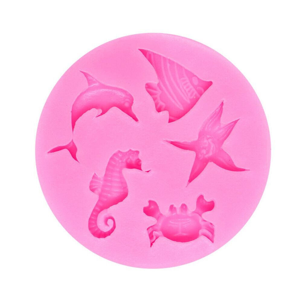 Food Grade Seahorse Crab Fish Silicone Mold Soap Candle Fondant Baking Chocolate