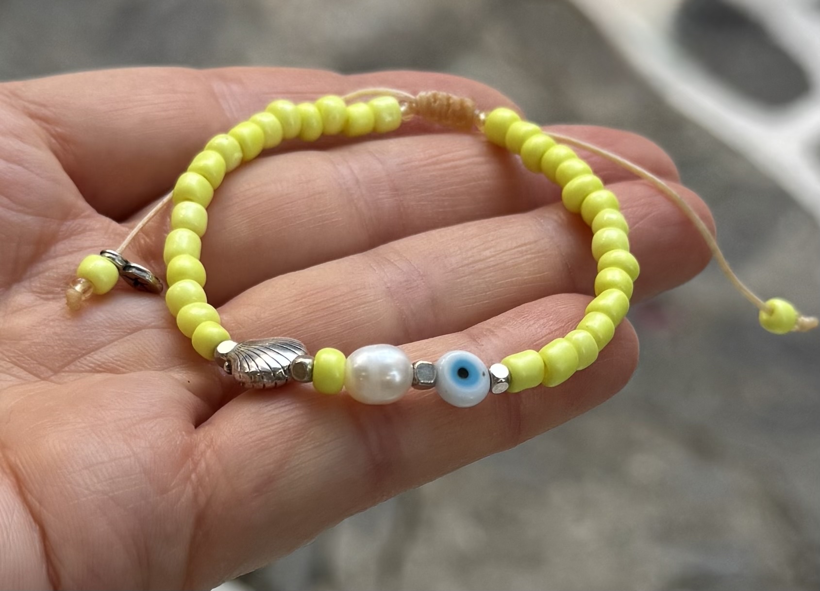Evil eye and pearl bracelet