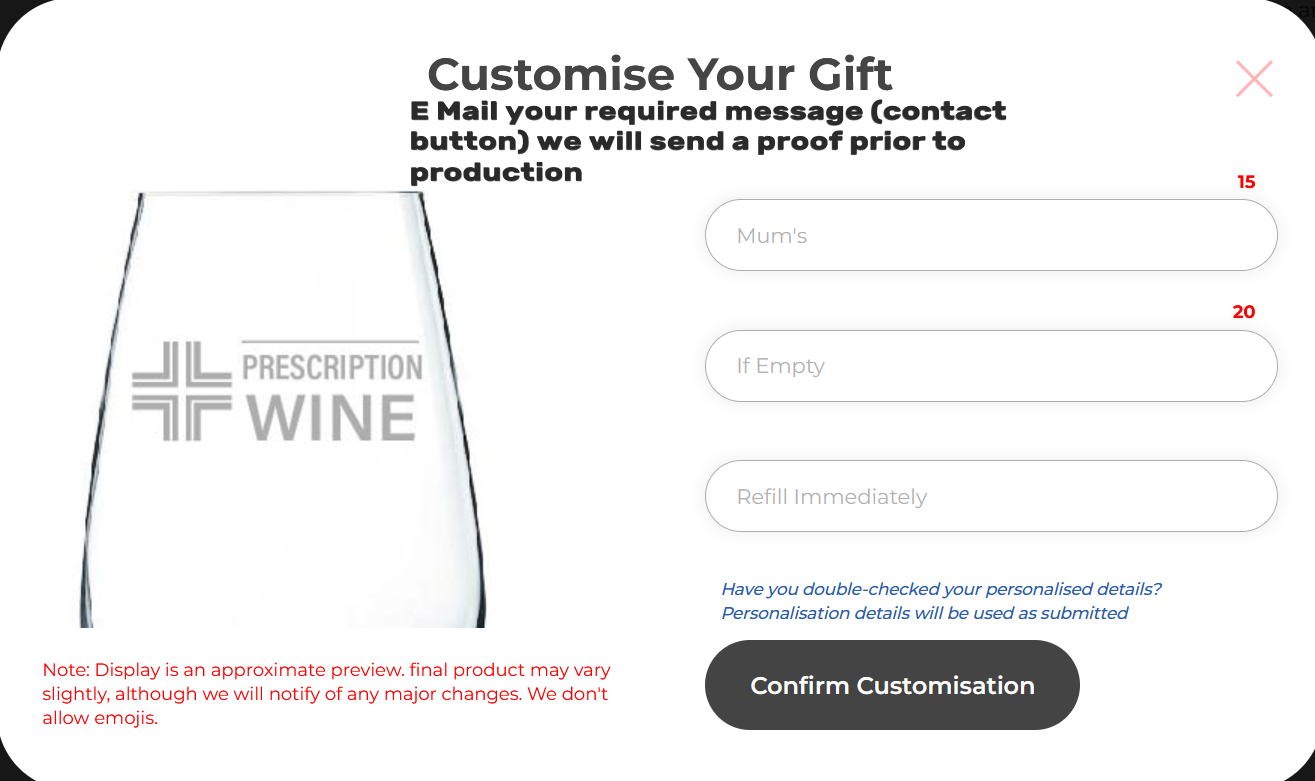 Personalise details