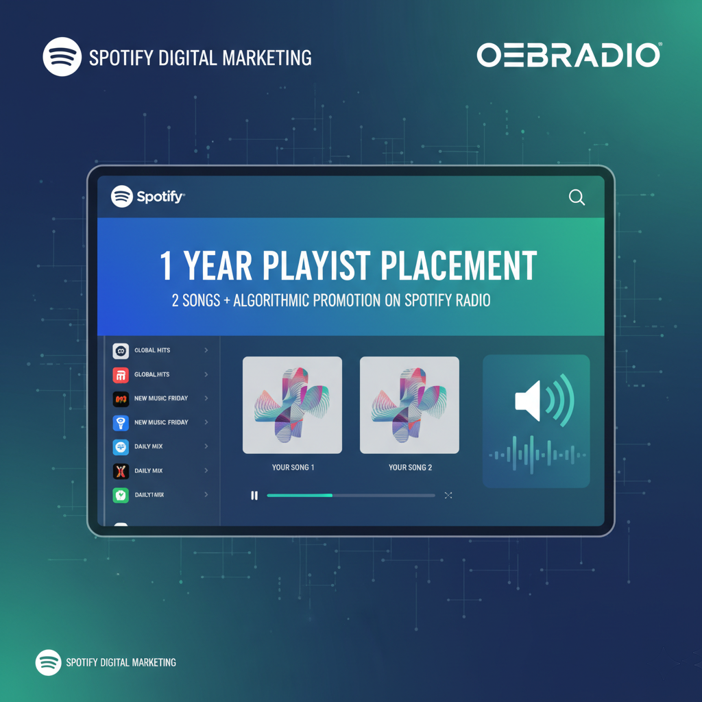 1 year x 1 Artist -  2 Songs Playlists + Algorithmic promotion