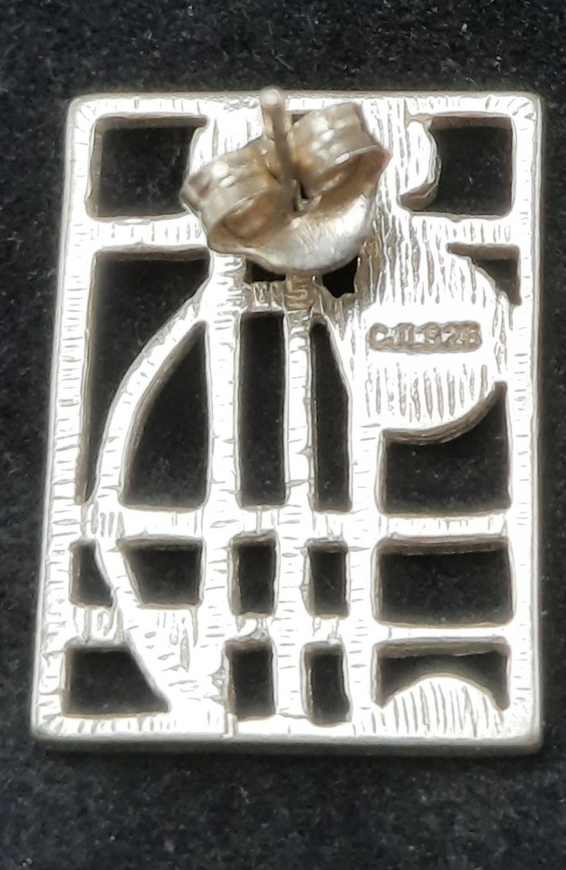 Sterling Silver Rennie Mackintosh Style Ear Studs by Carrick - Boxed