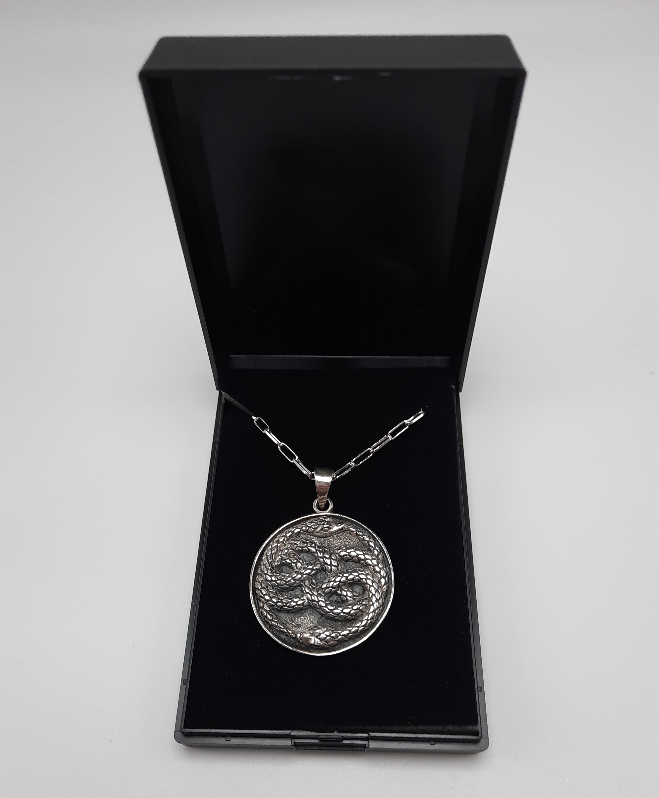 Sterling Silver Twin Snake Pendant and Chain
