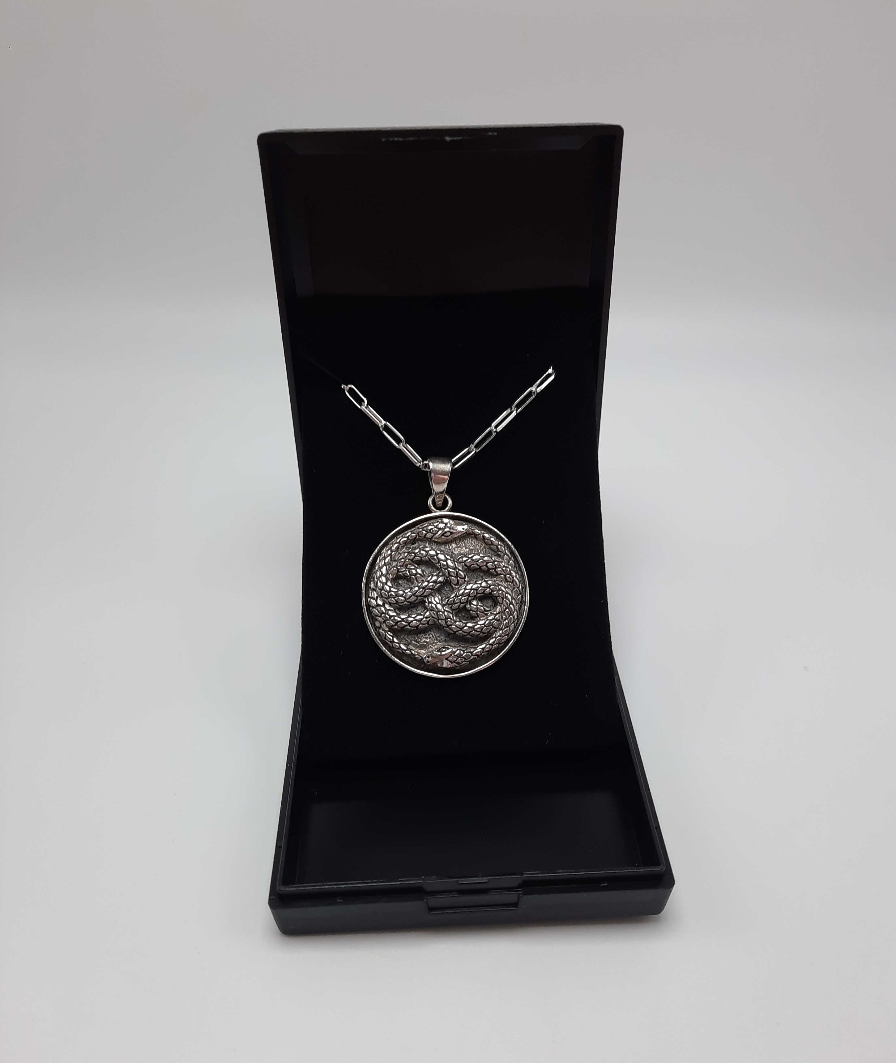 Sterling Silver Twin Snake Pendant and Chain