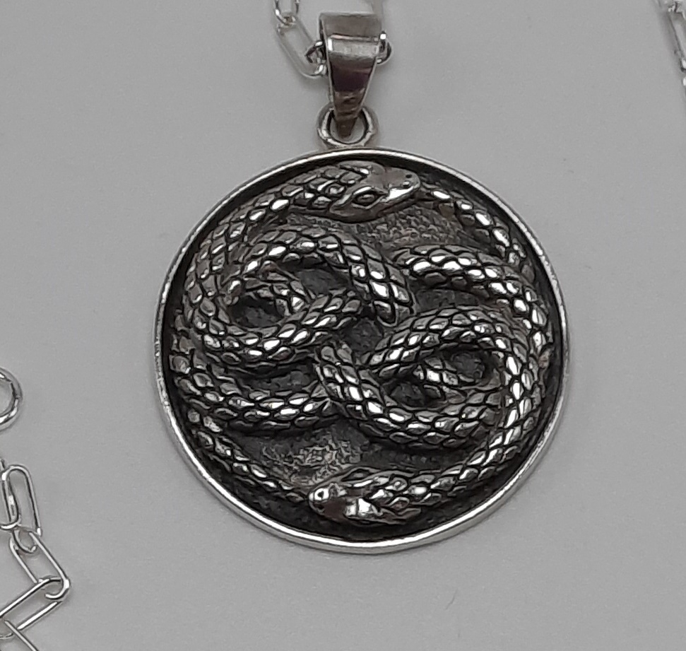 Sterling Silver Twin Snake Pendant and Chain