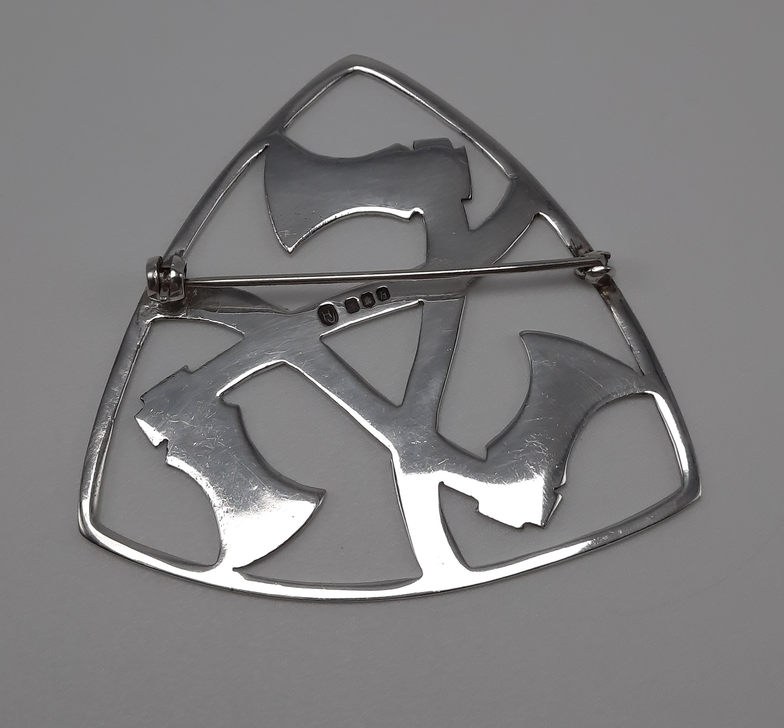 Large Sterling Silver Hjaltasteyn Triple Axe Brooch