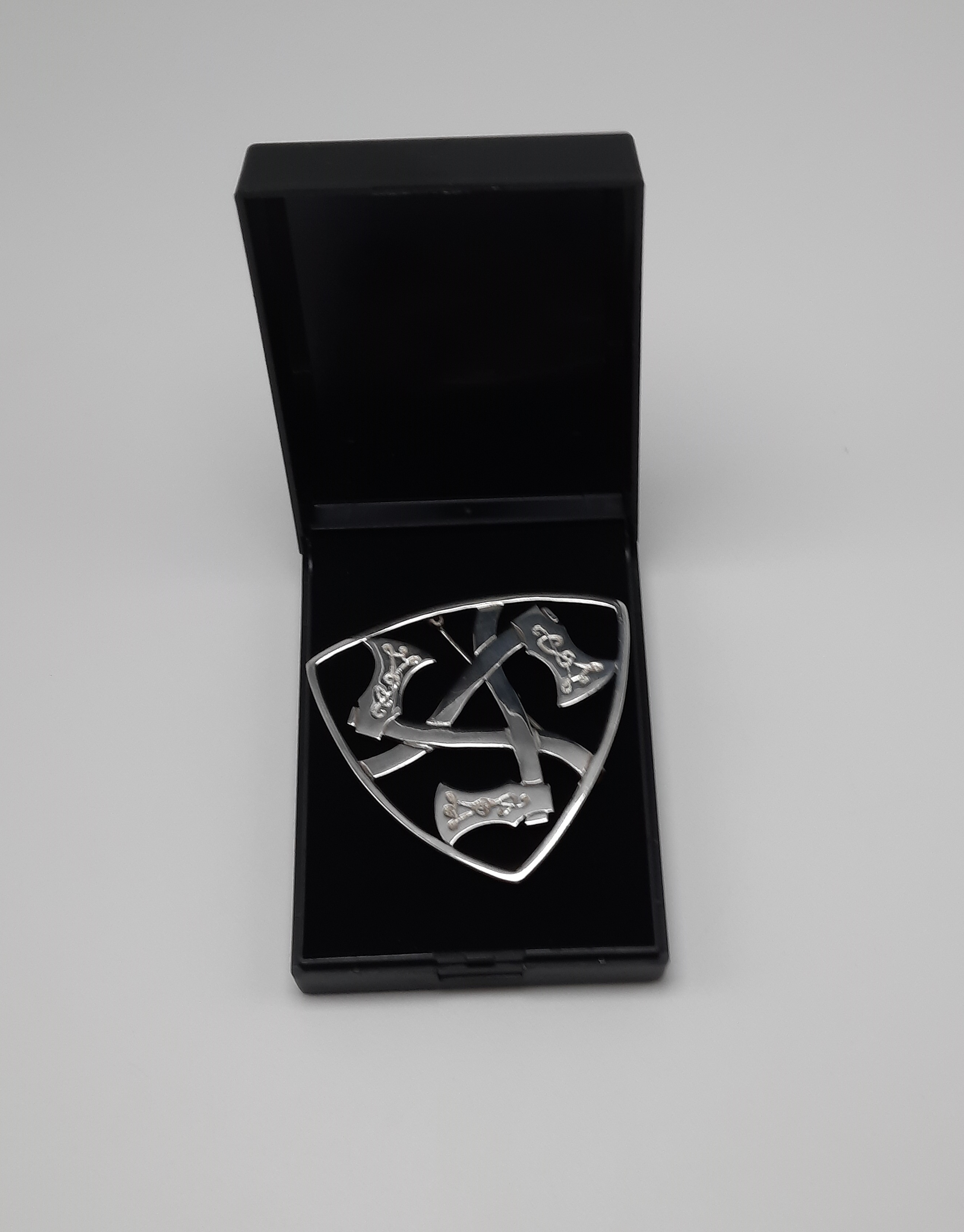 Large Sterling Silver Hjaltasteyn Triple Axe Brooch