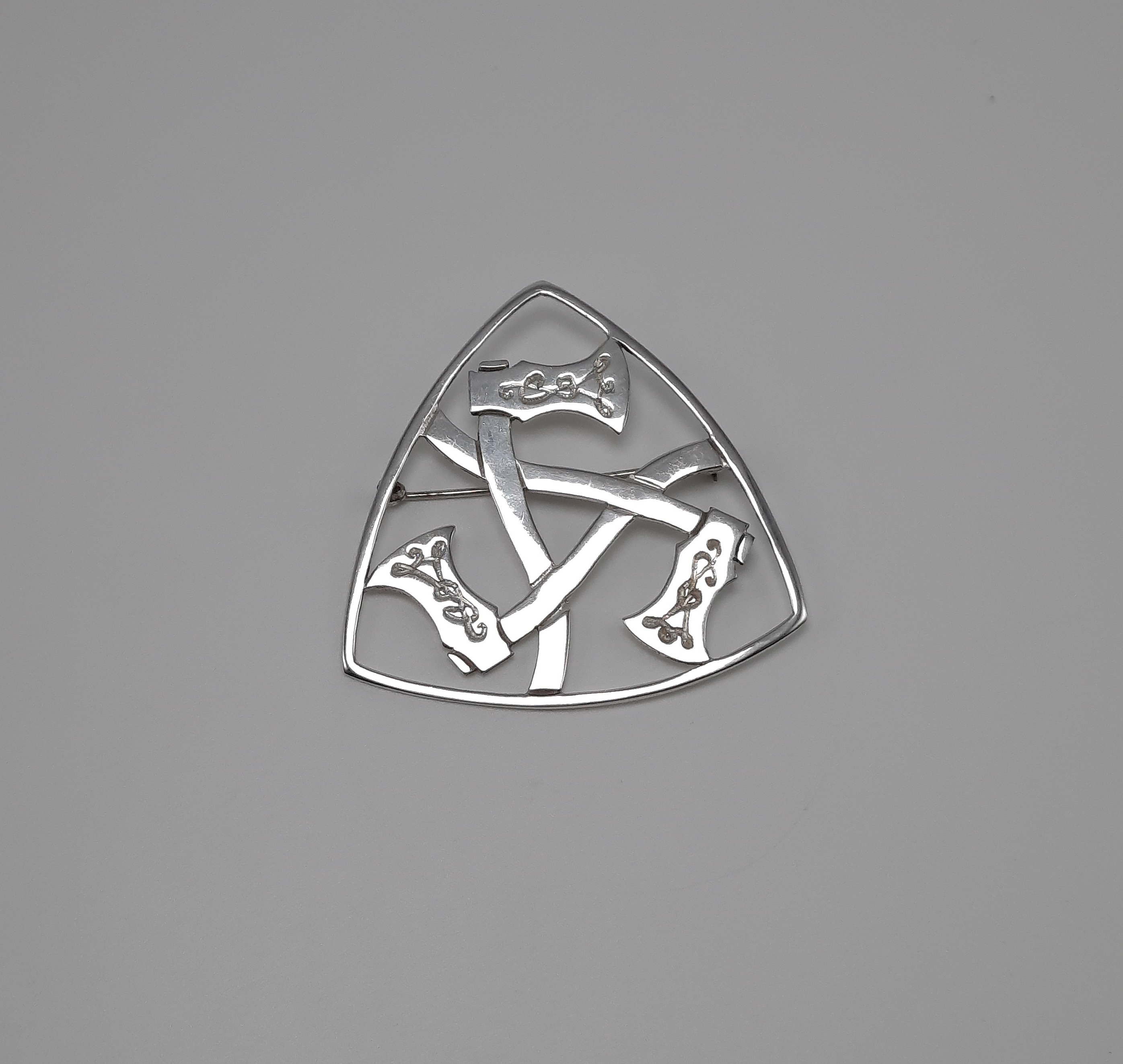 Large Sterling Silver Hjaltasteyn Triple Axe Brooch
