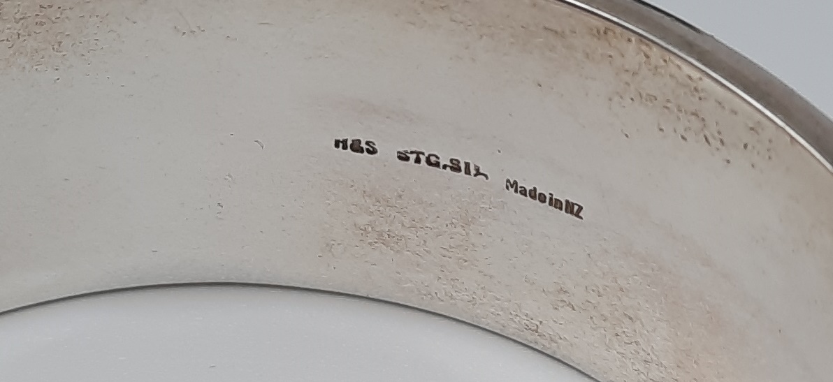 Vintage Sterling Silver Wide Floral Engraved Bangle - Boxed
