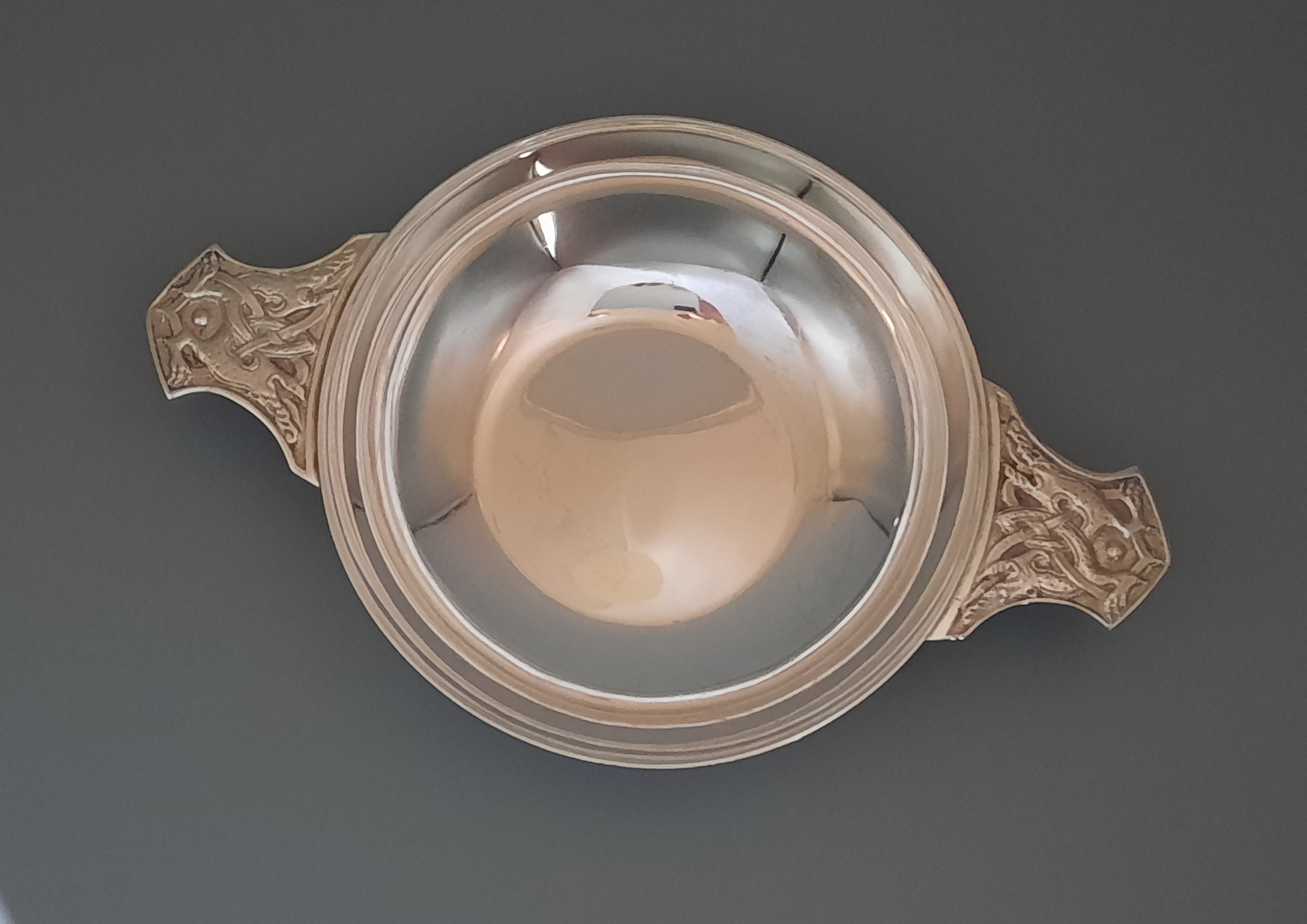Wonderful Sterling Silver Quaich with Celtic Design Handles - Hallmarked London 1941