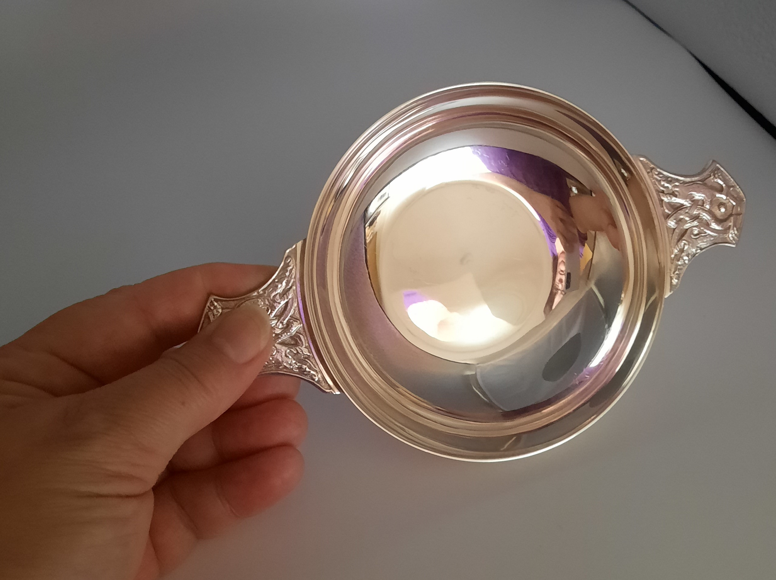 Wonderful Sterling Silver Quaich with Celtic Design Handles - Hallmarked London 1941