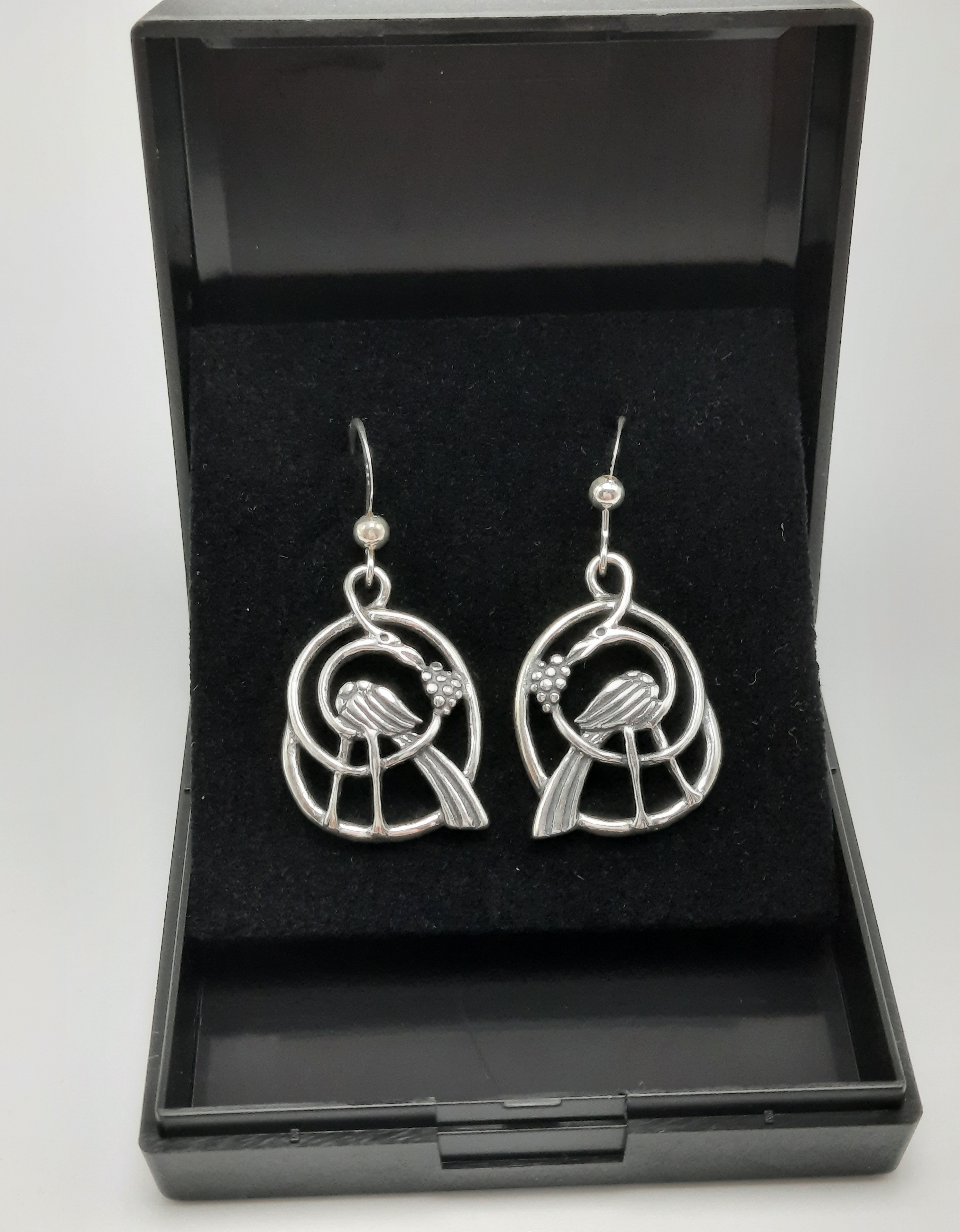 Sterling Silver Bird Design Earrings by Kit Heath - 1997