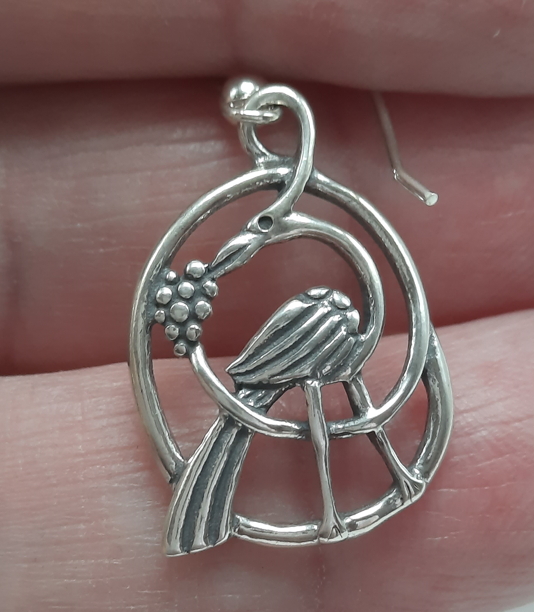 Sterling Silver Bird Design Earrings by Kit Heath - 1997