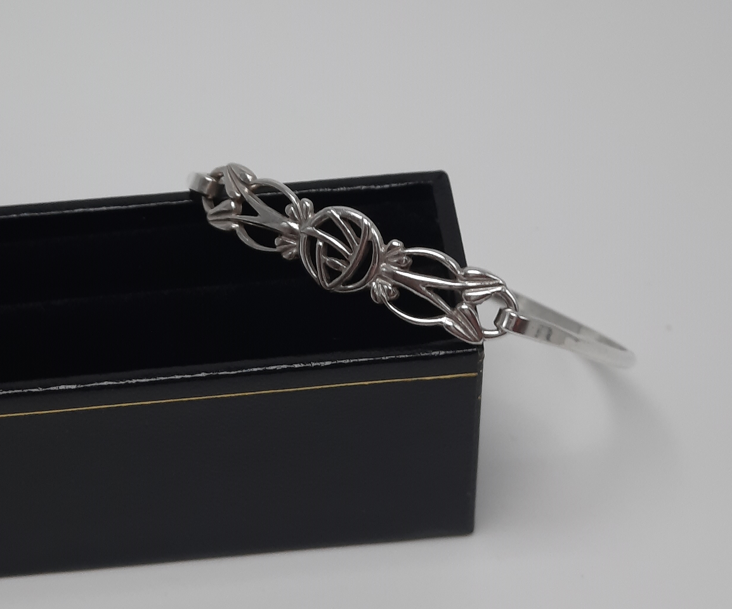 Sterling Silver Rennie Mackintosh Inspired Bangle by Carrick