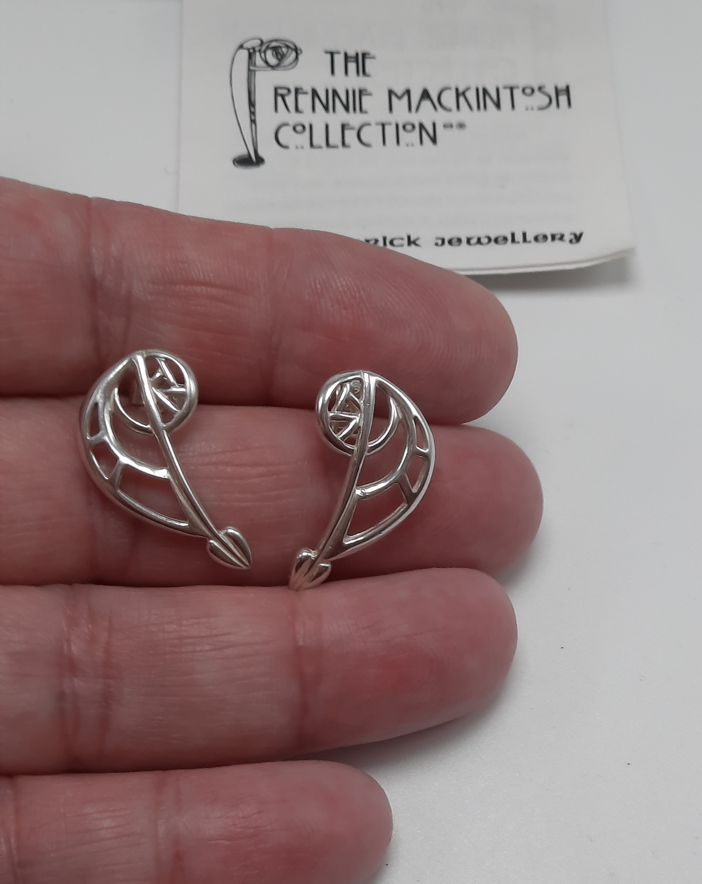Sterling Silver Rennie Mackintosh Inspired Stud Earrings by Carrick