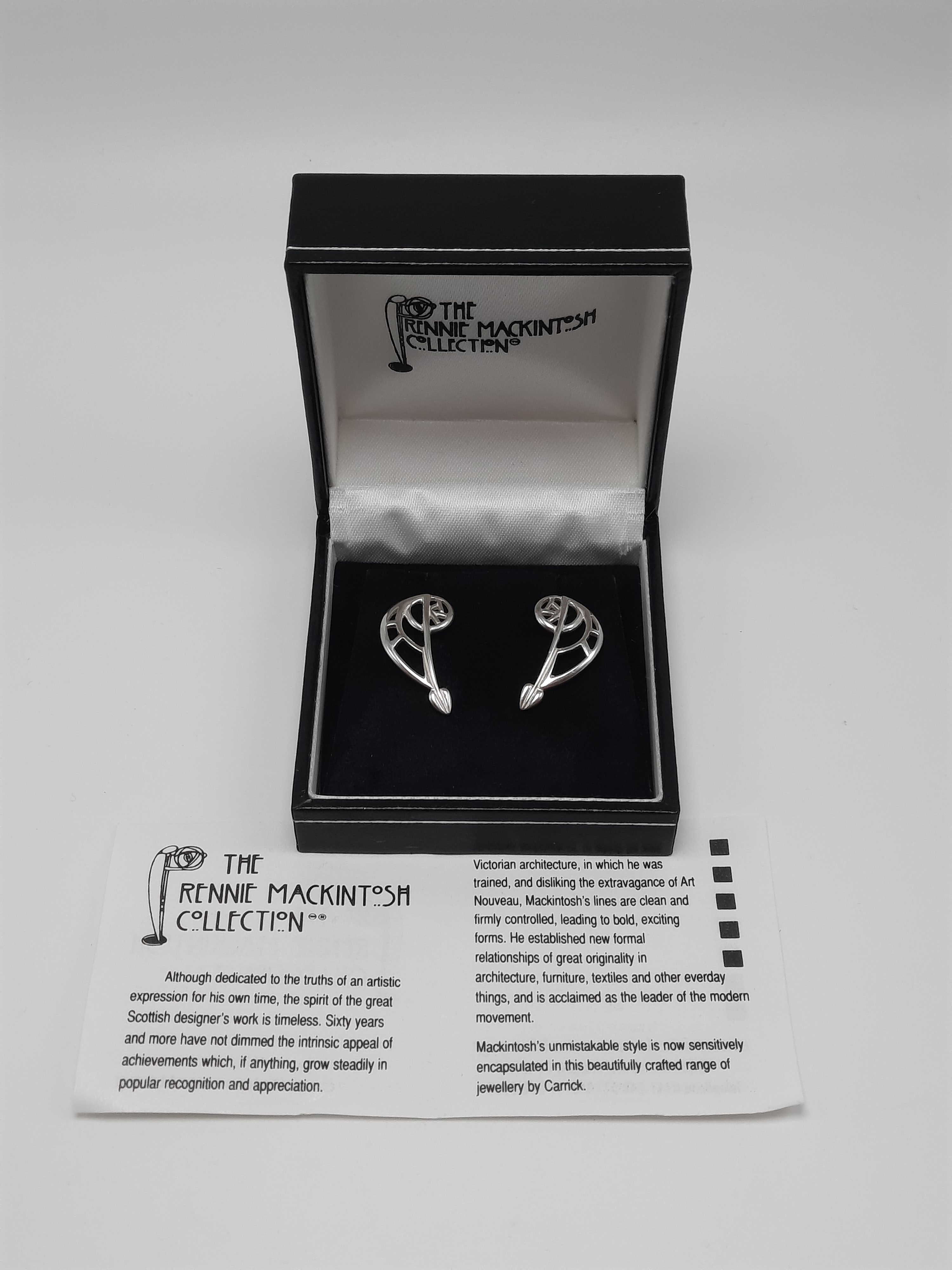 Sterling Silver Rennie Mackintosh Inspired Stud Earrings by Carrick