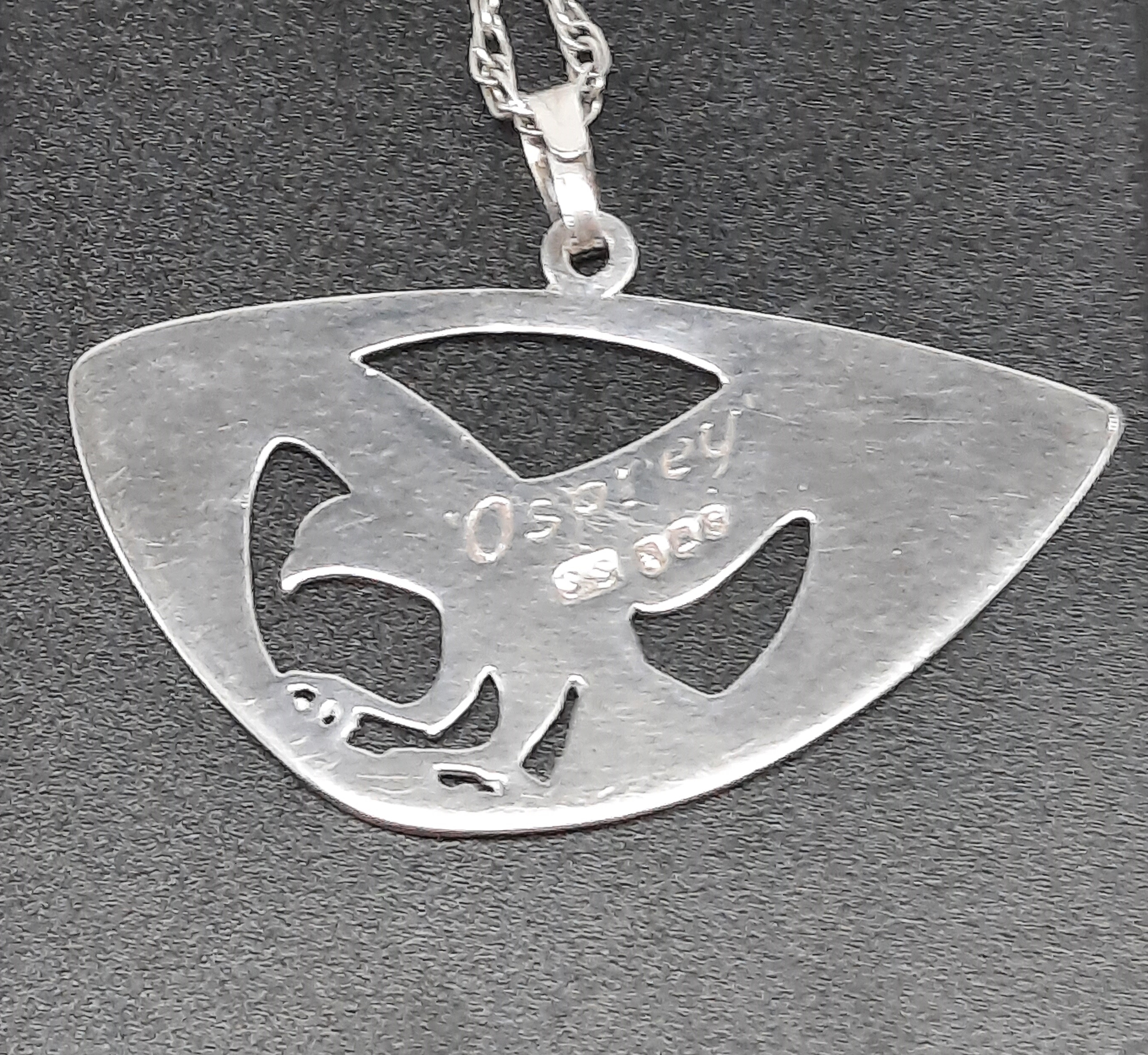 Sterling Silver Pendant of an Osprey in Flight with Salmon by Shetland Silver