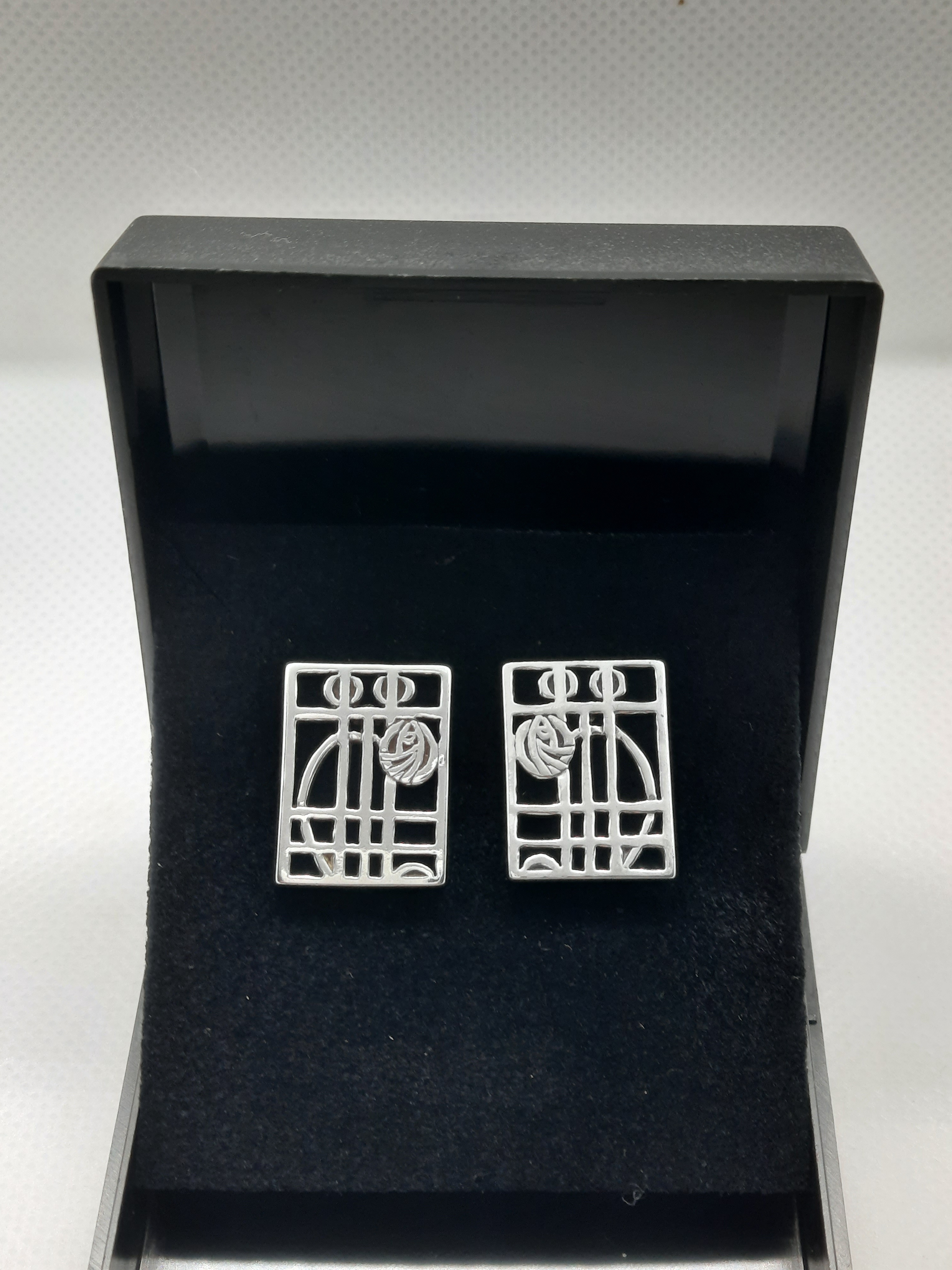 Pair of Sterling Silver Rennie Mackintosh Style Earrings by Carrick - Boxed