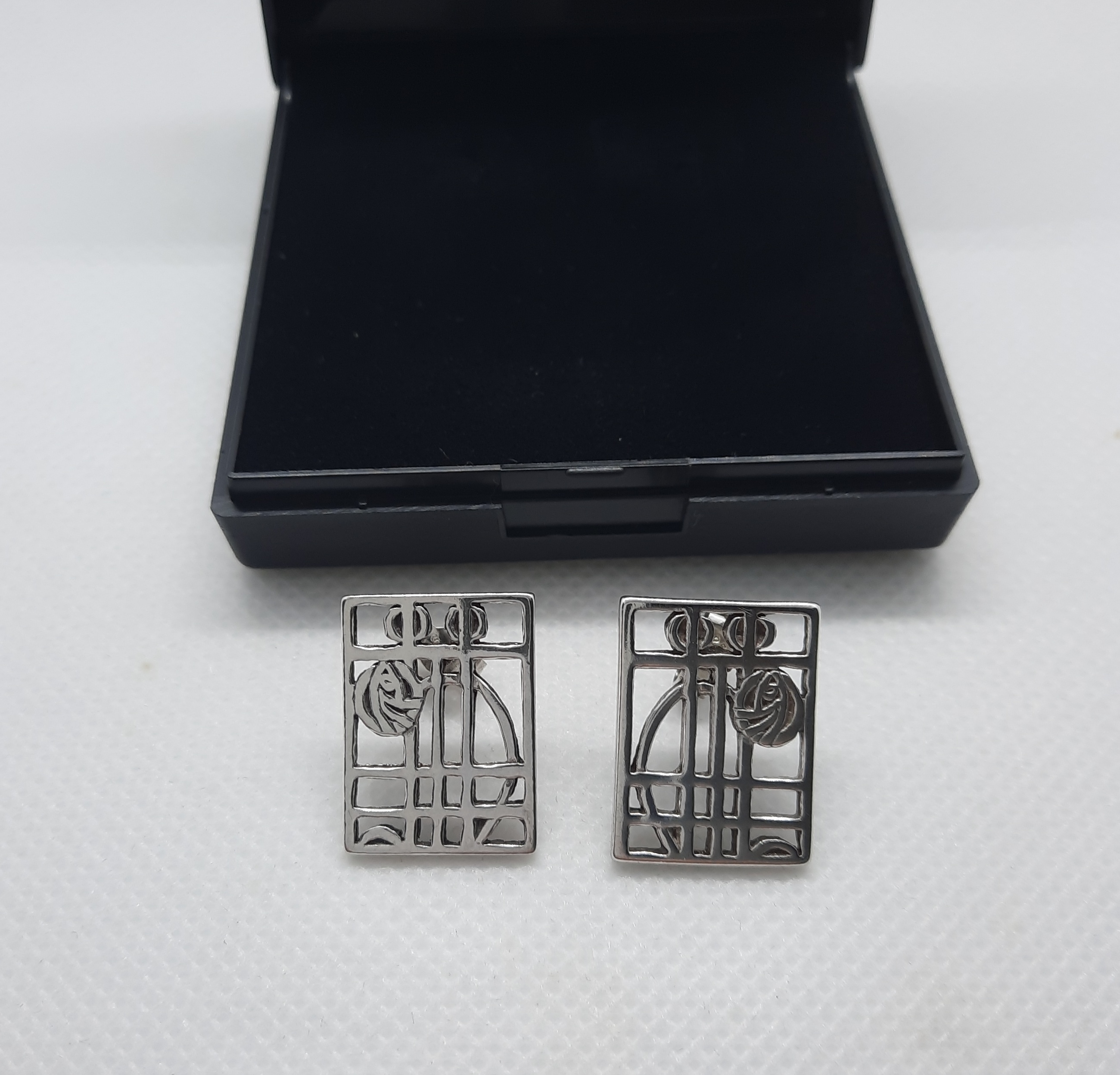Pair of Sterling Silver Rennie Mackintosh Style Earrings by Carrick - Boxed