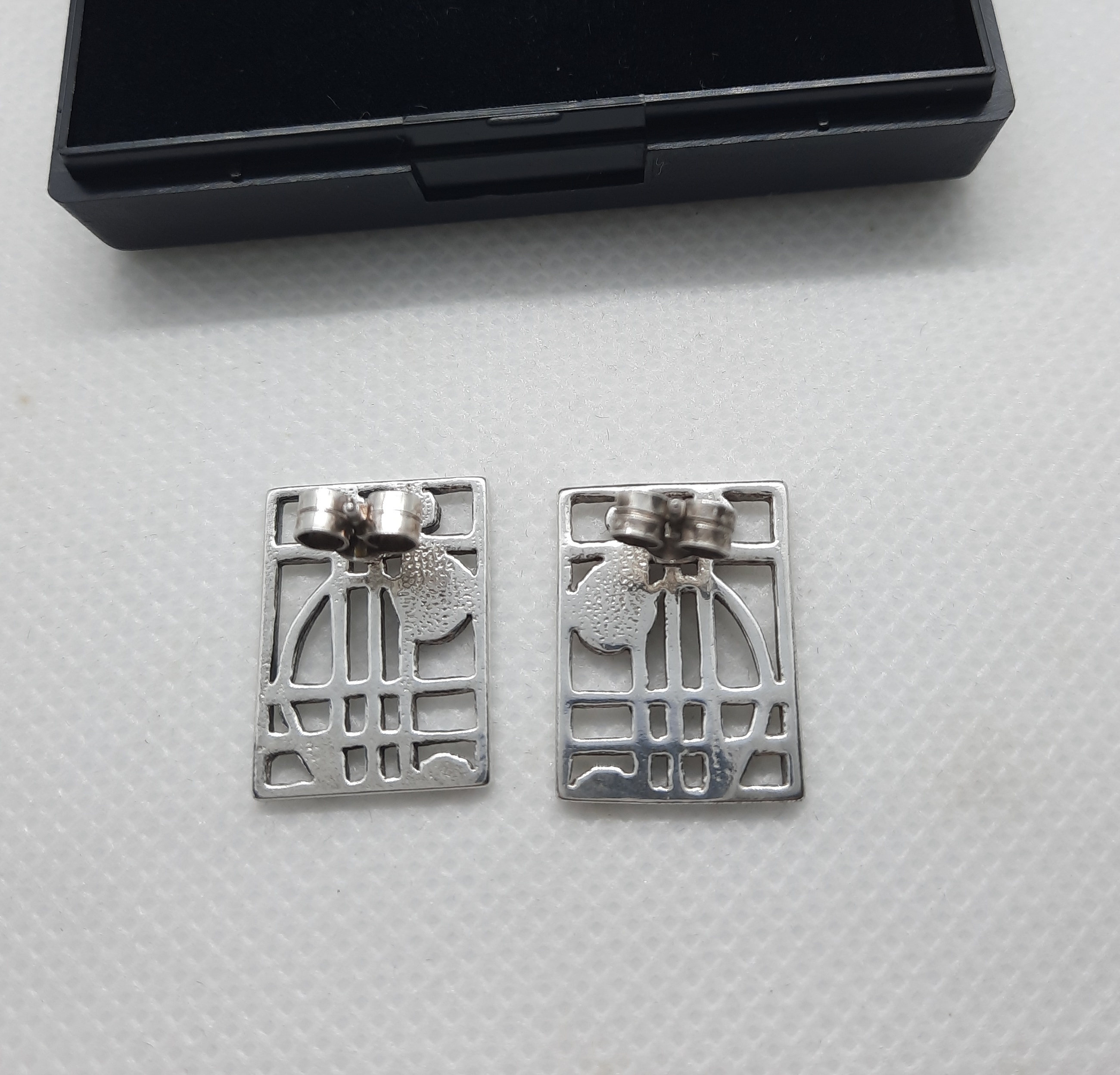 Pair of Sterling Silver Rennie Mackintosh Style Earrings by Carrick - Boxed