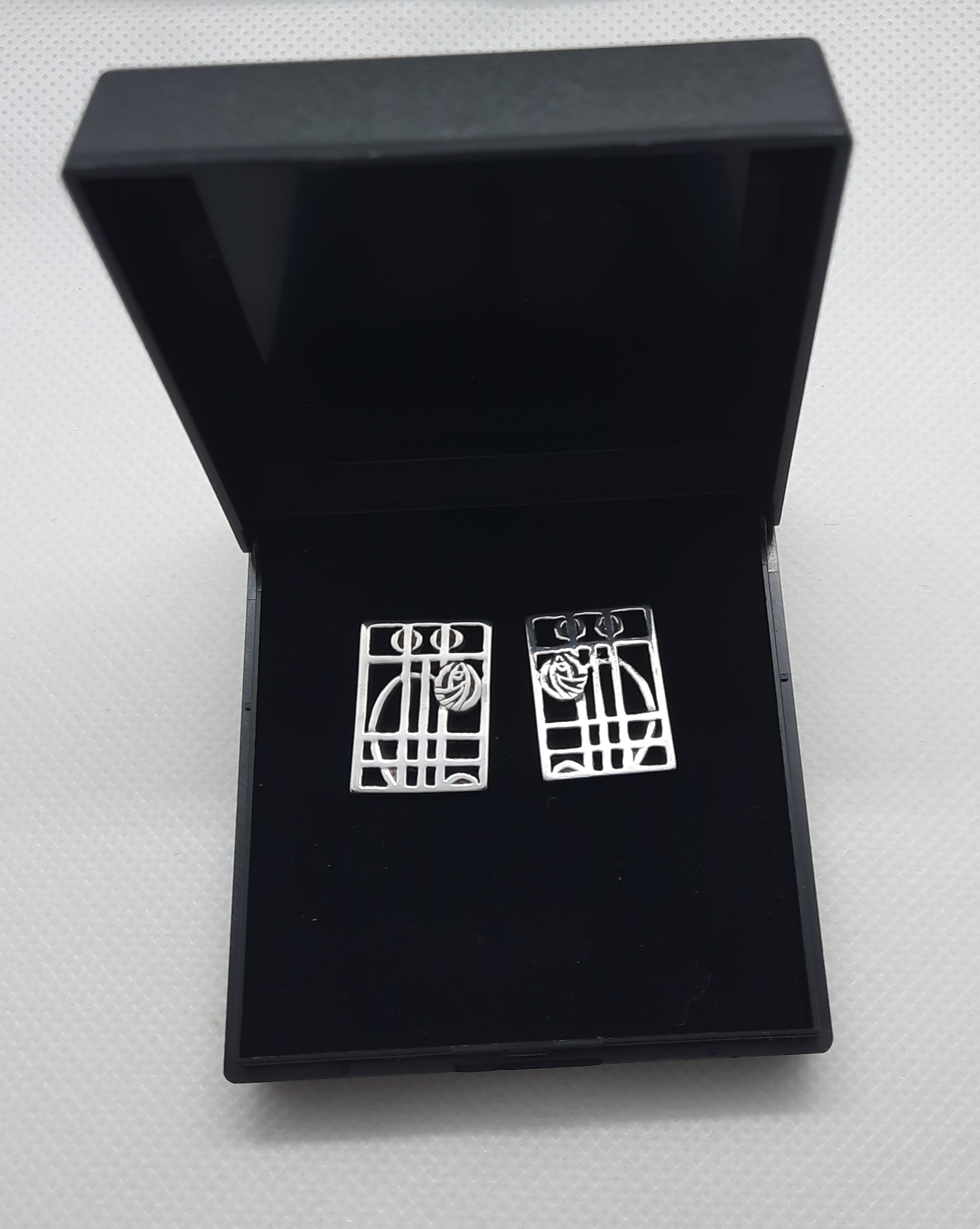 Pair of Sterling Silver Rennie Mackintosh Style Earrings by Carrick - Boxed