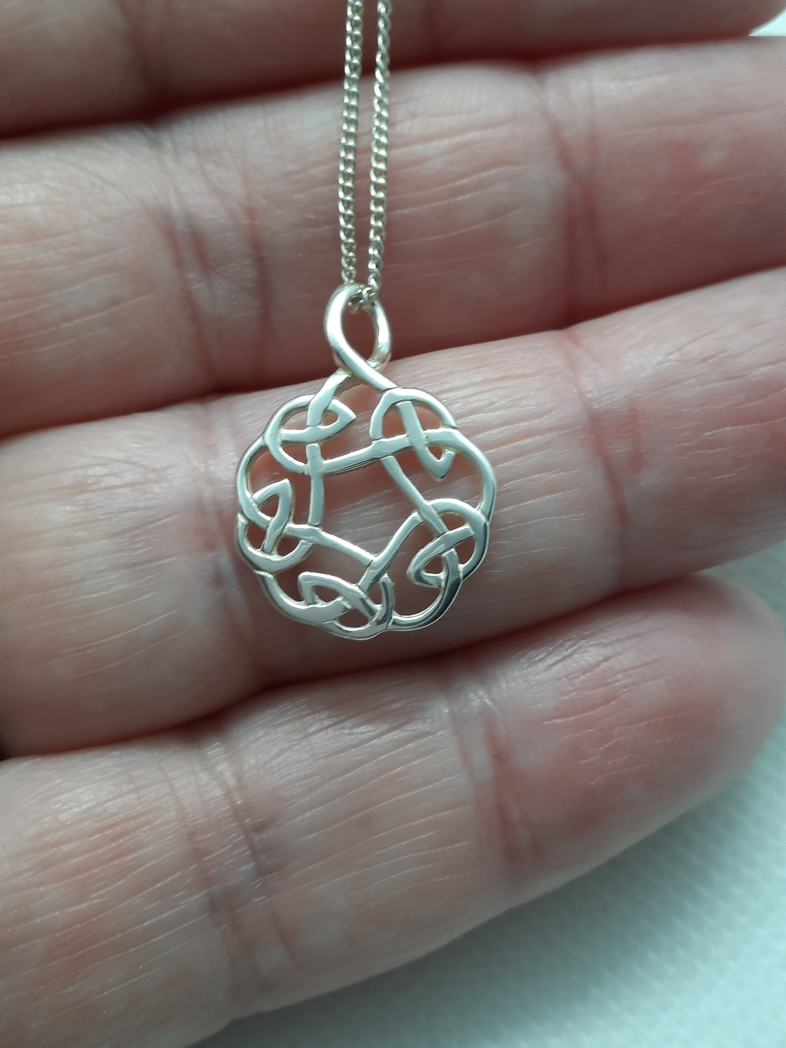 Sterling Silver ORTAK Celtic Knot Pendant and Brooch Set
