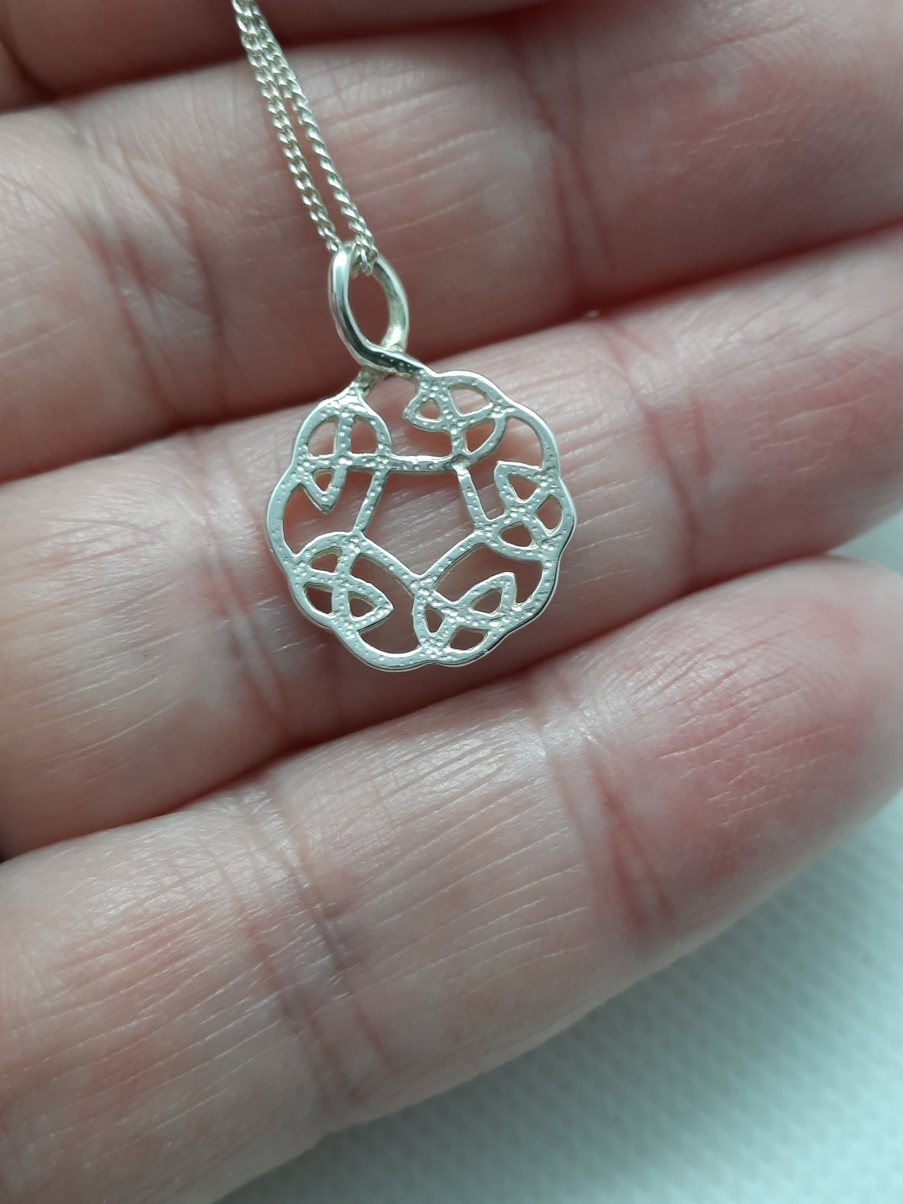 Sterling Silver ORTAK Celtic Knot Pendant and Brooch Set