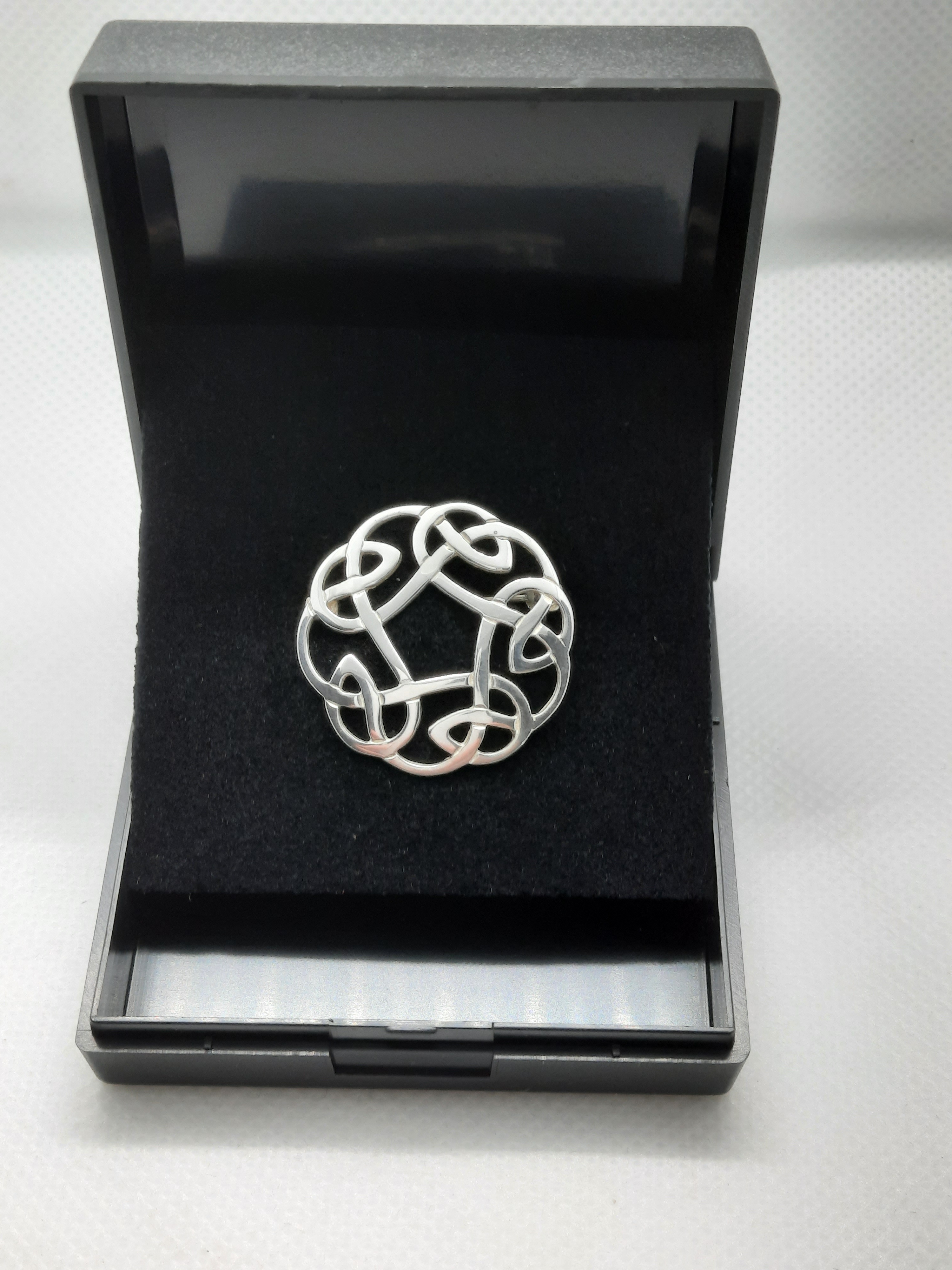 Sterling Silver ORTAK Celtic Knot Pendant and Brooch Set