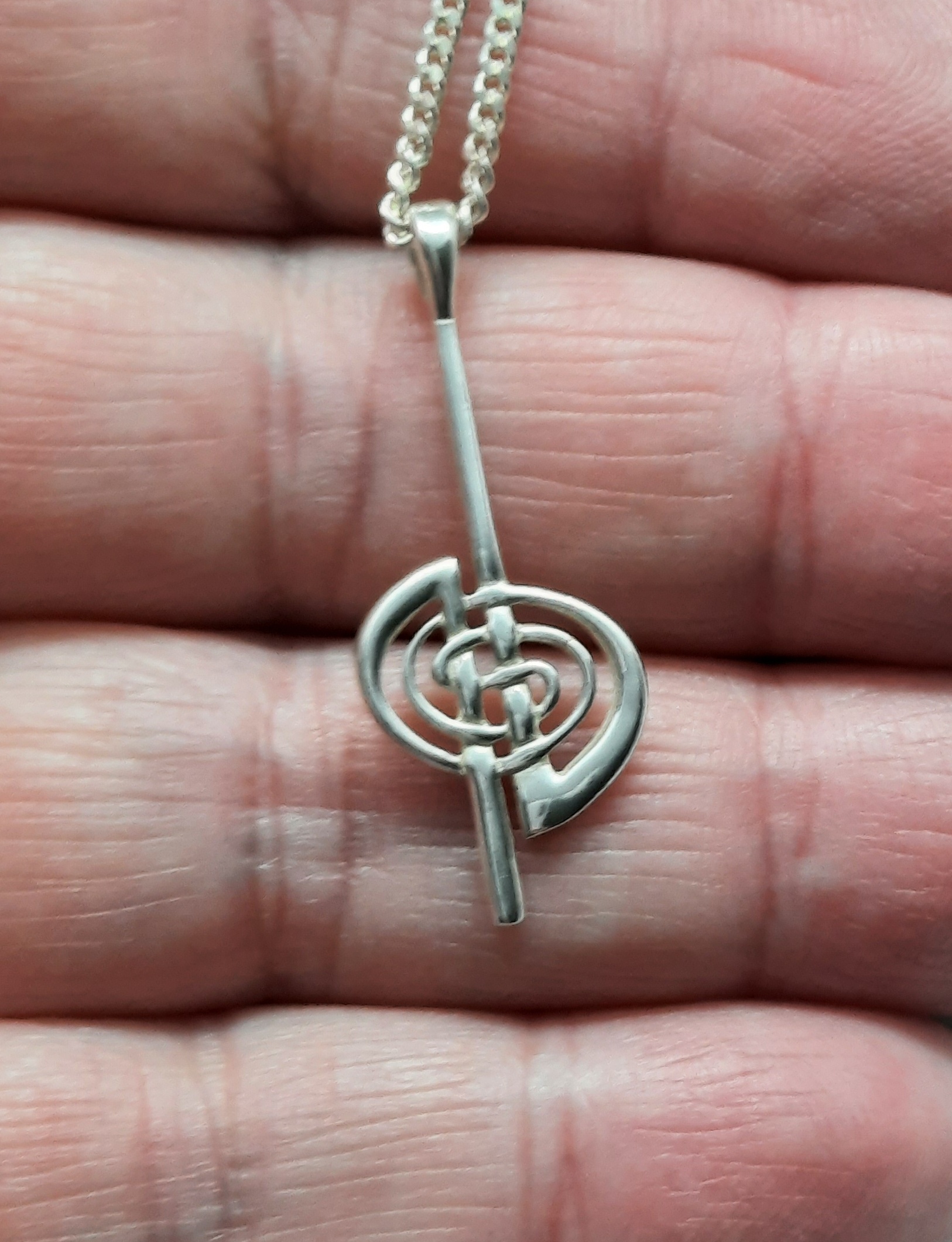 Unusual Sterling Silver Spiral Design Pendant by Carrick