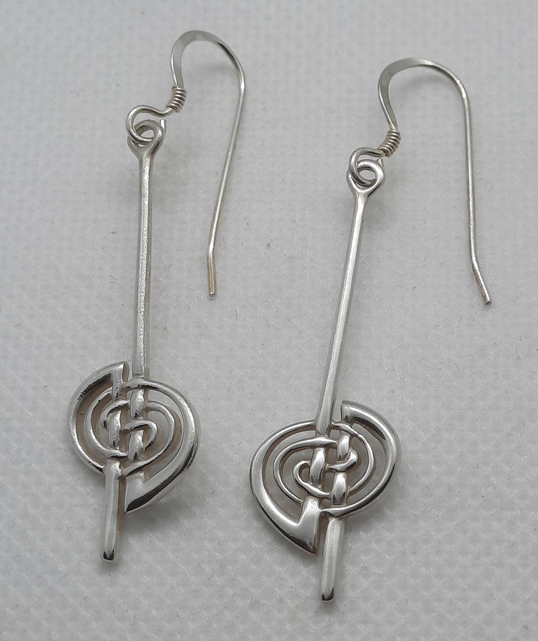 Unusual Pair of Sterling Silver Spiral Earrings by Carrick