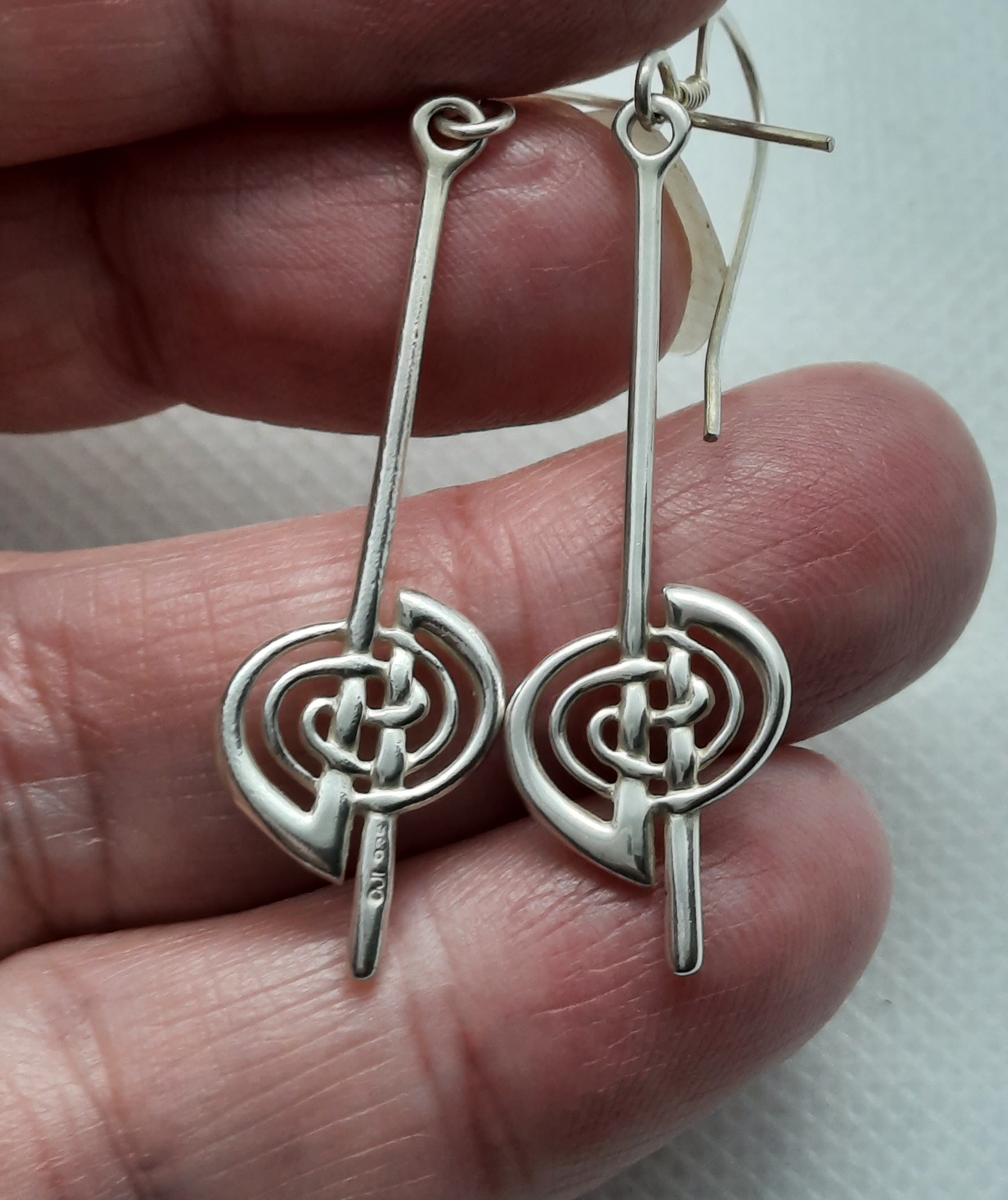 Unusual Pair of Sterling Silver Spiral Earrings by Carrick