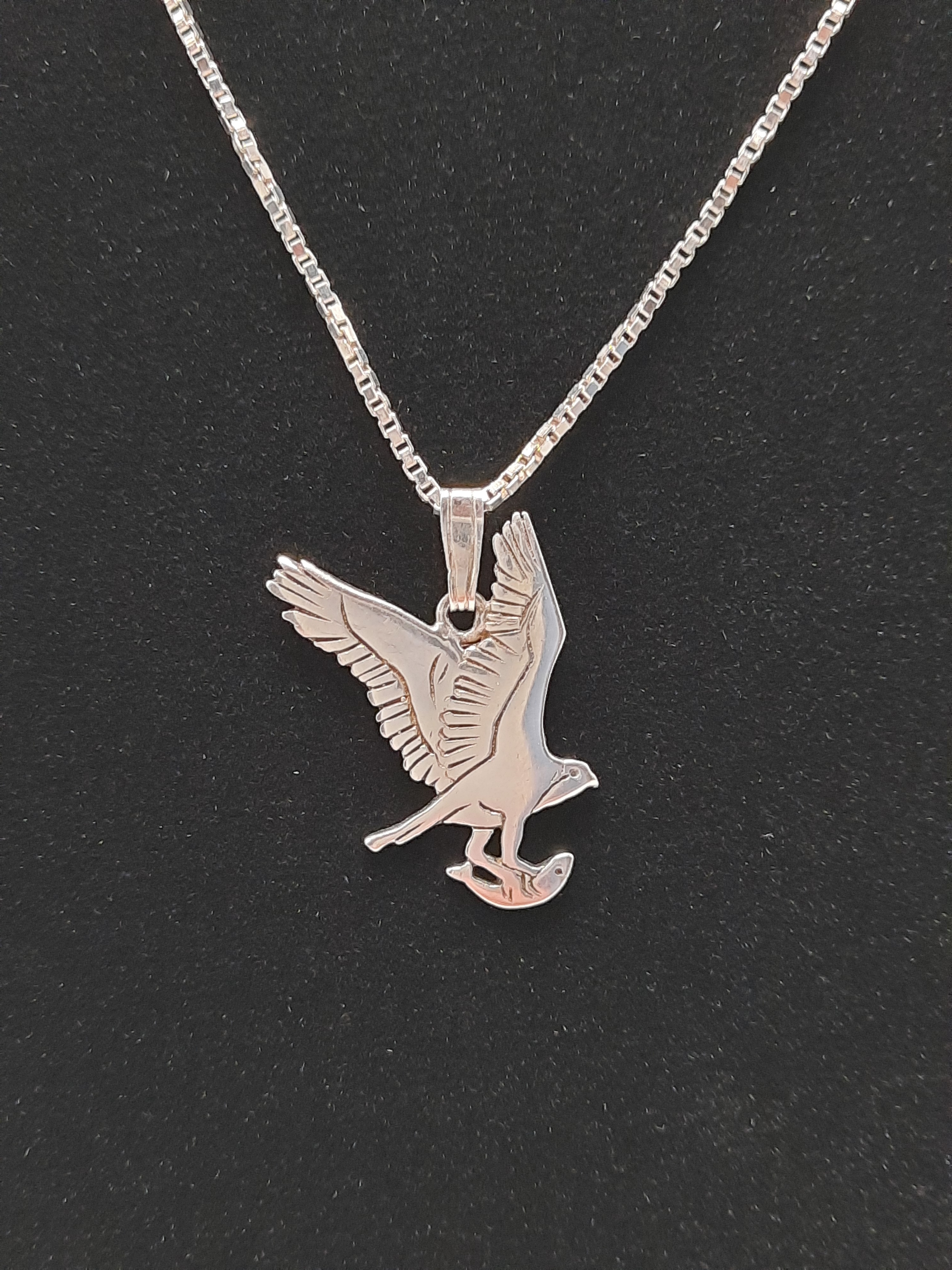 ORTAK 'Nature in Flight' Osprey Pendant and Chain in Sterling Silver