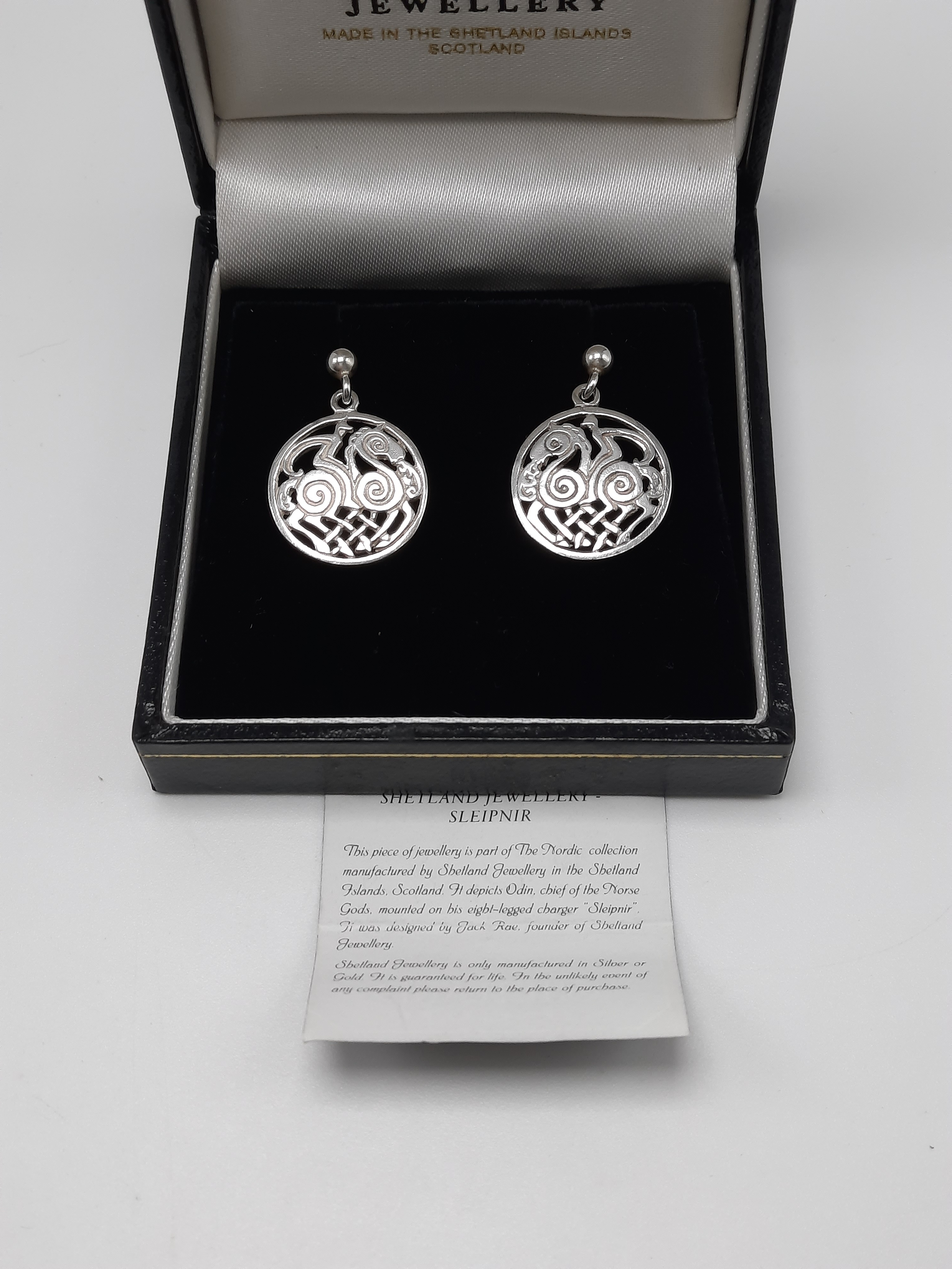 Shetland Silver Sleipnir Drop Earrings in Original Box