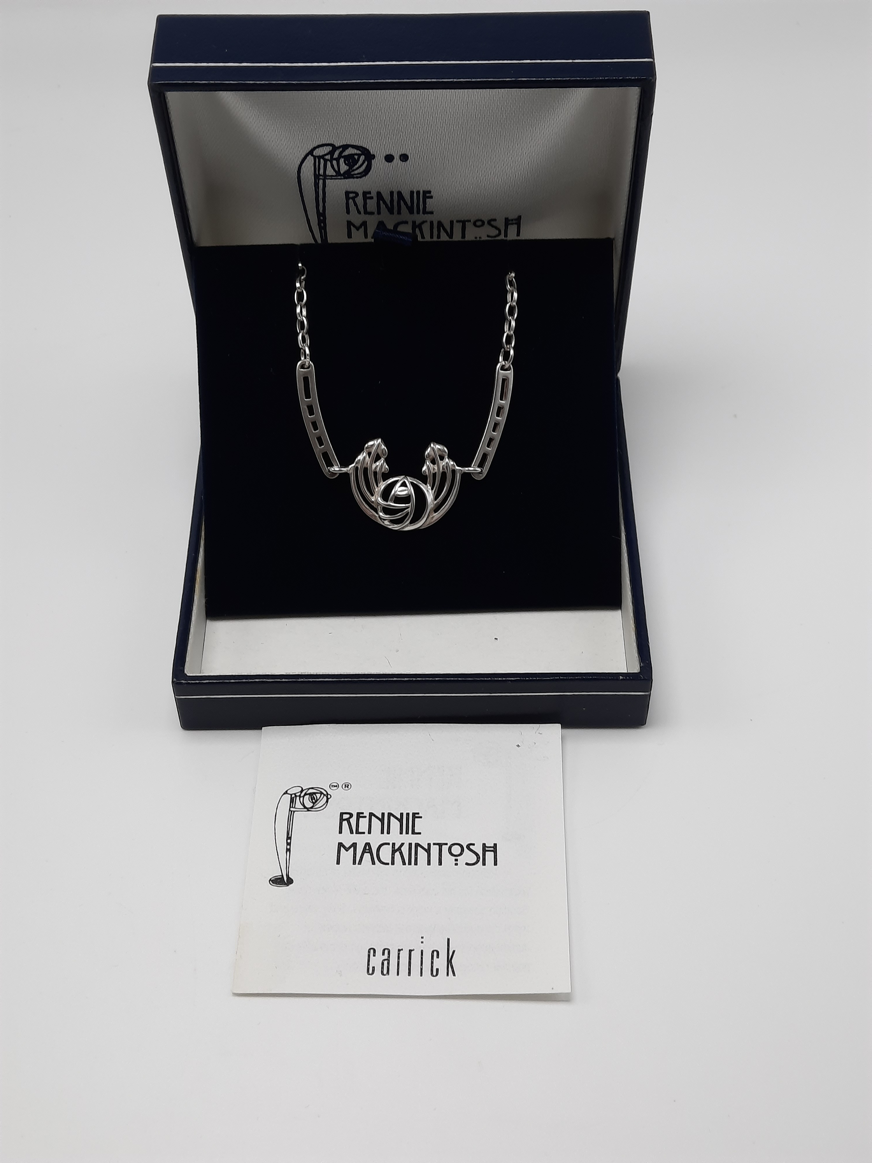 Sterling silver Carrick Necklace in a Rennie Mackintosh Inspired Design - Original Box
