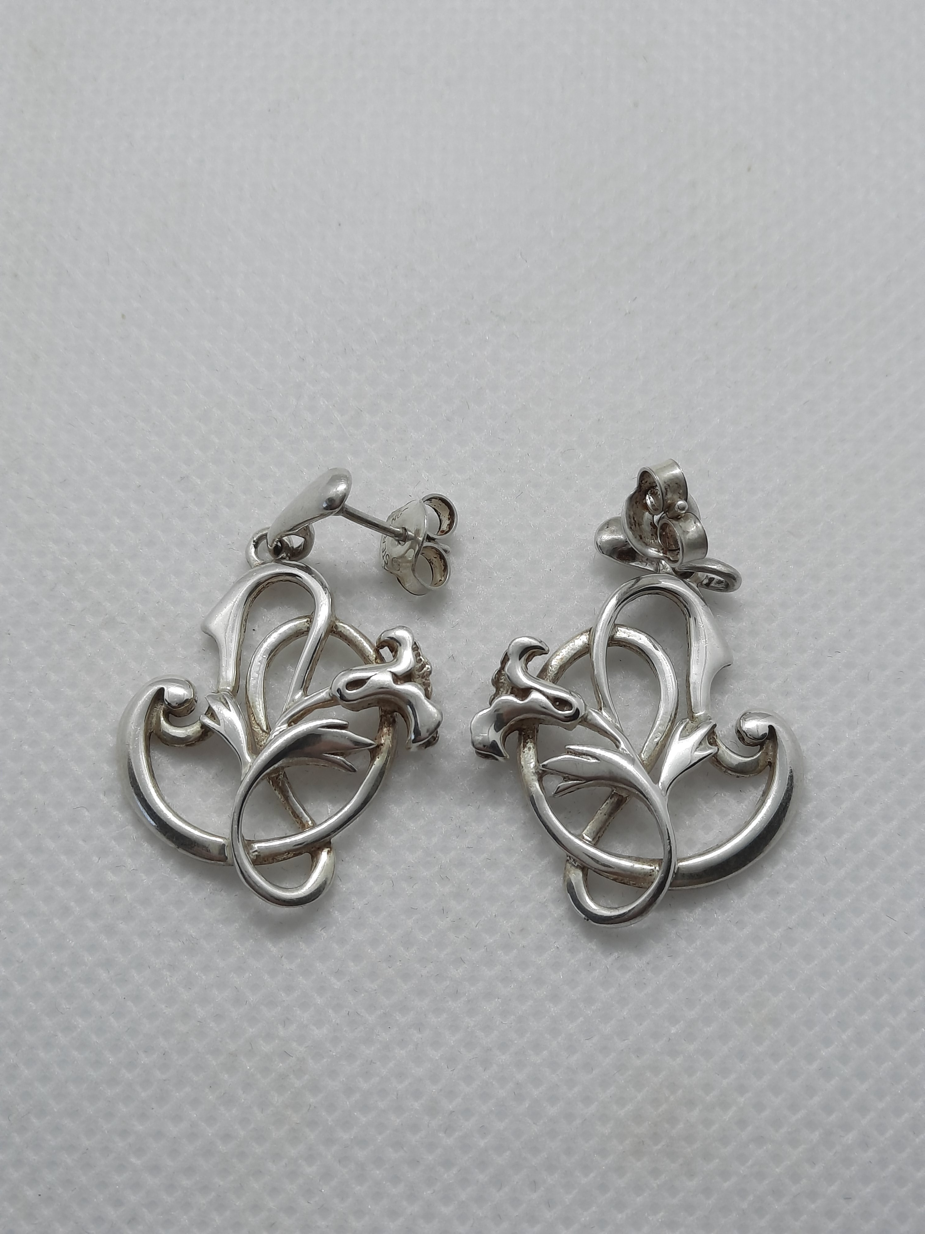 Pair of Sterling Silver Vintage Laura Ashley Earrings - Hallmarked 1973