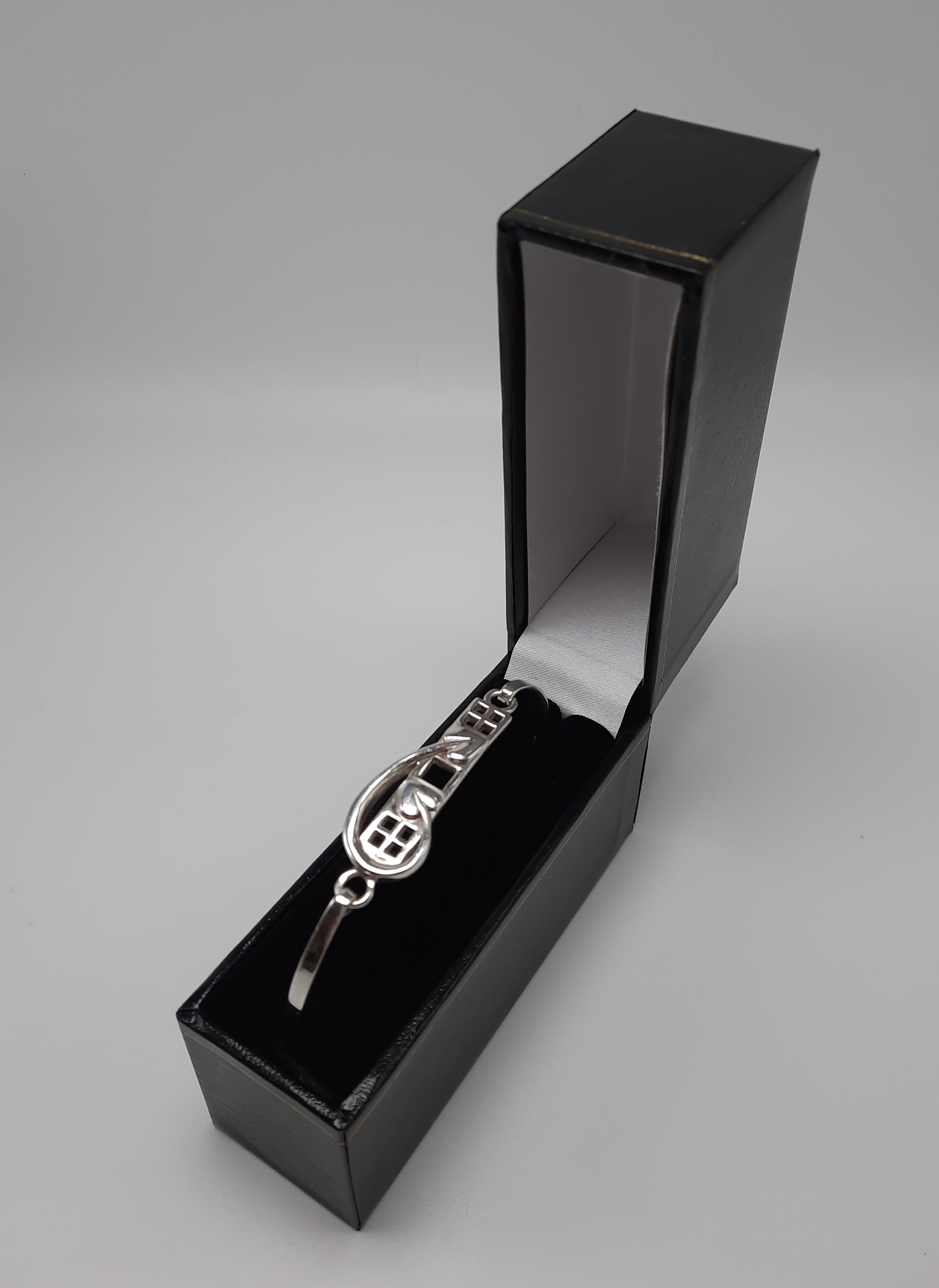 Sterling Silver Rennie Mackintosh Design Bangle - Boxed