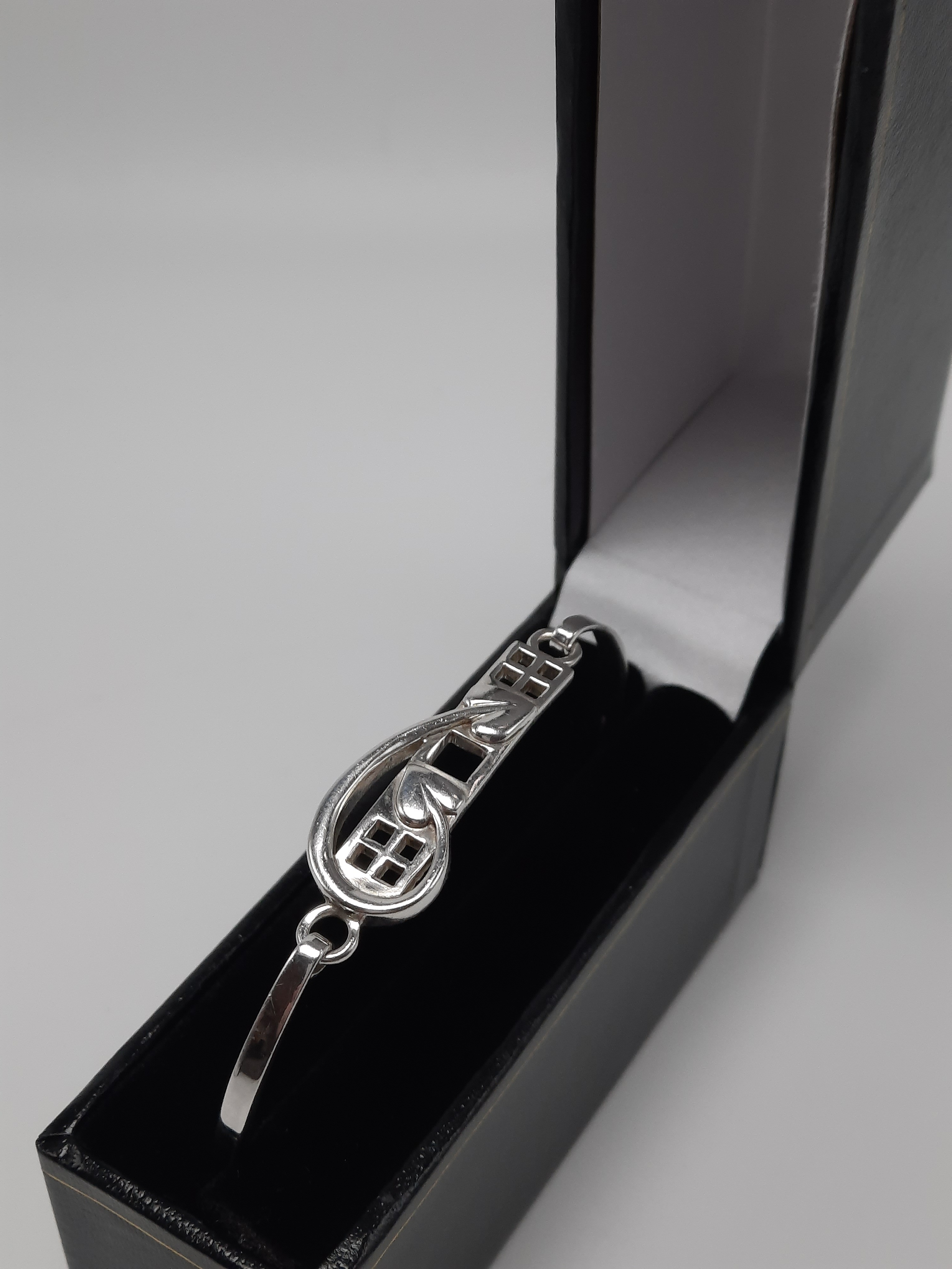 Sterling Silver Rennie Mackintosh Design Bangle - Boxed