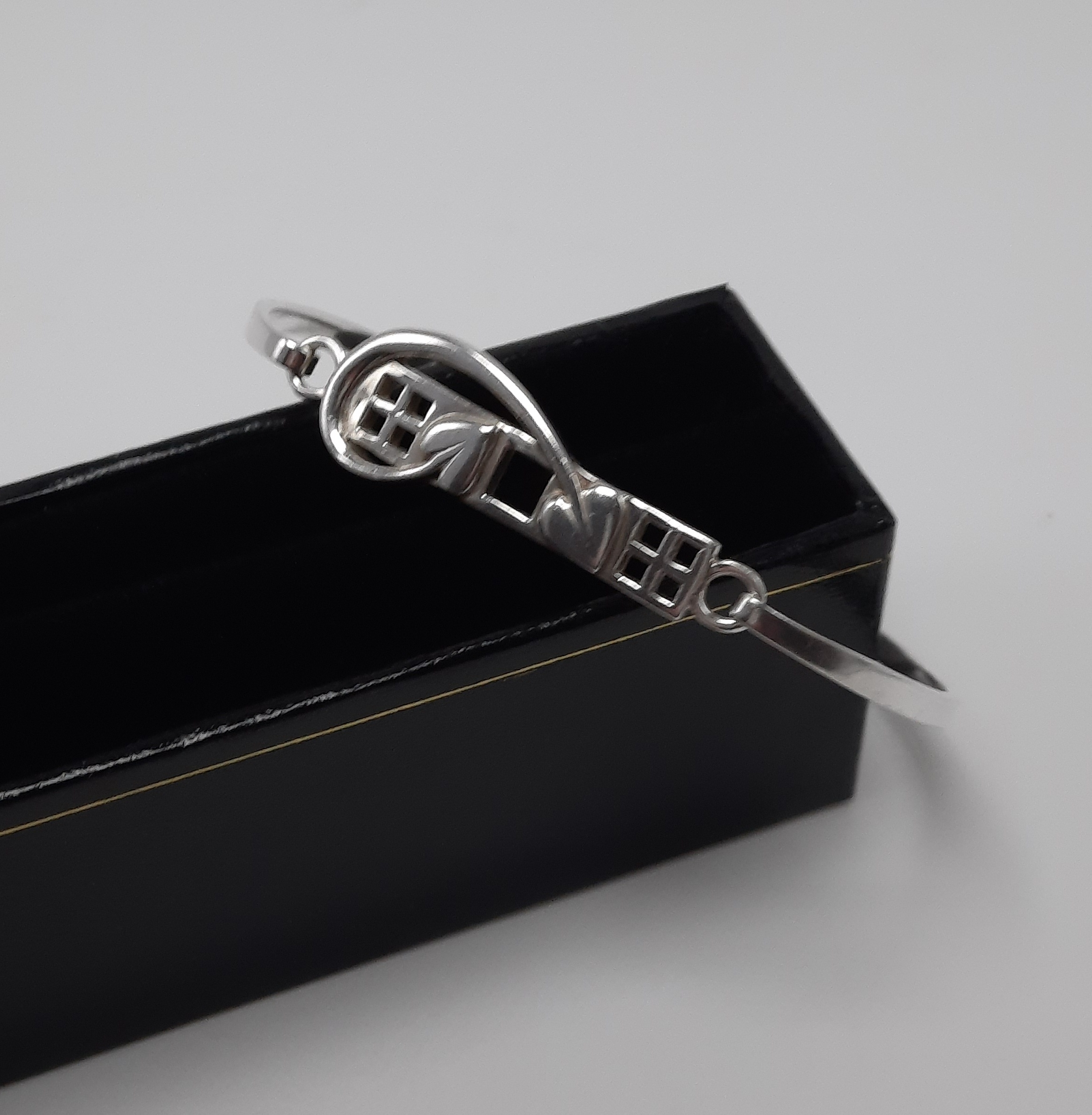 Sterling Silver Rennie Mackintosh Design Bangle - Boxed