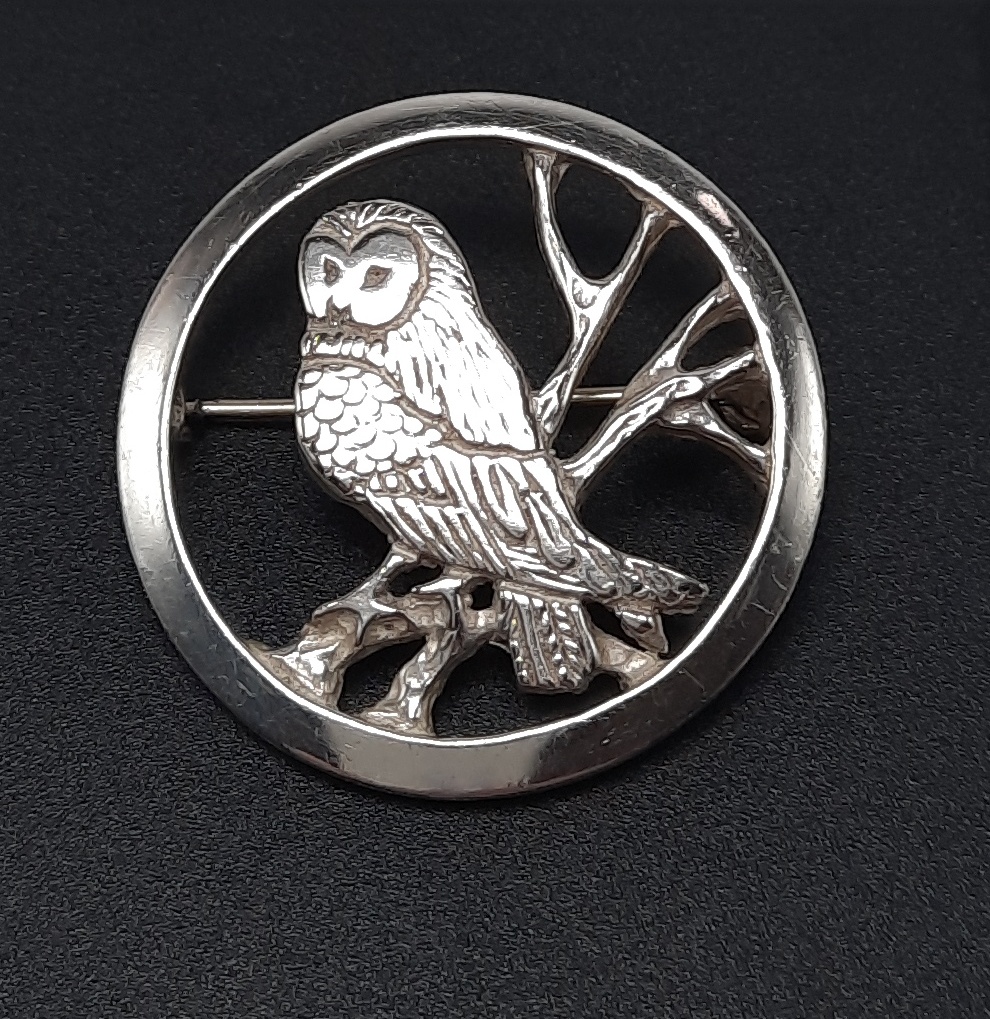 Ortak 'Nature in Flight' Owl Brooch in Sterling Silver