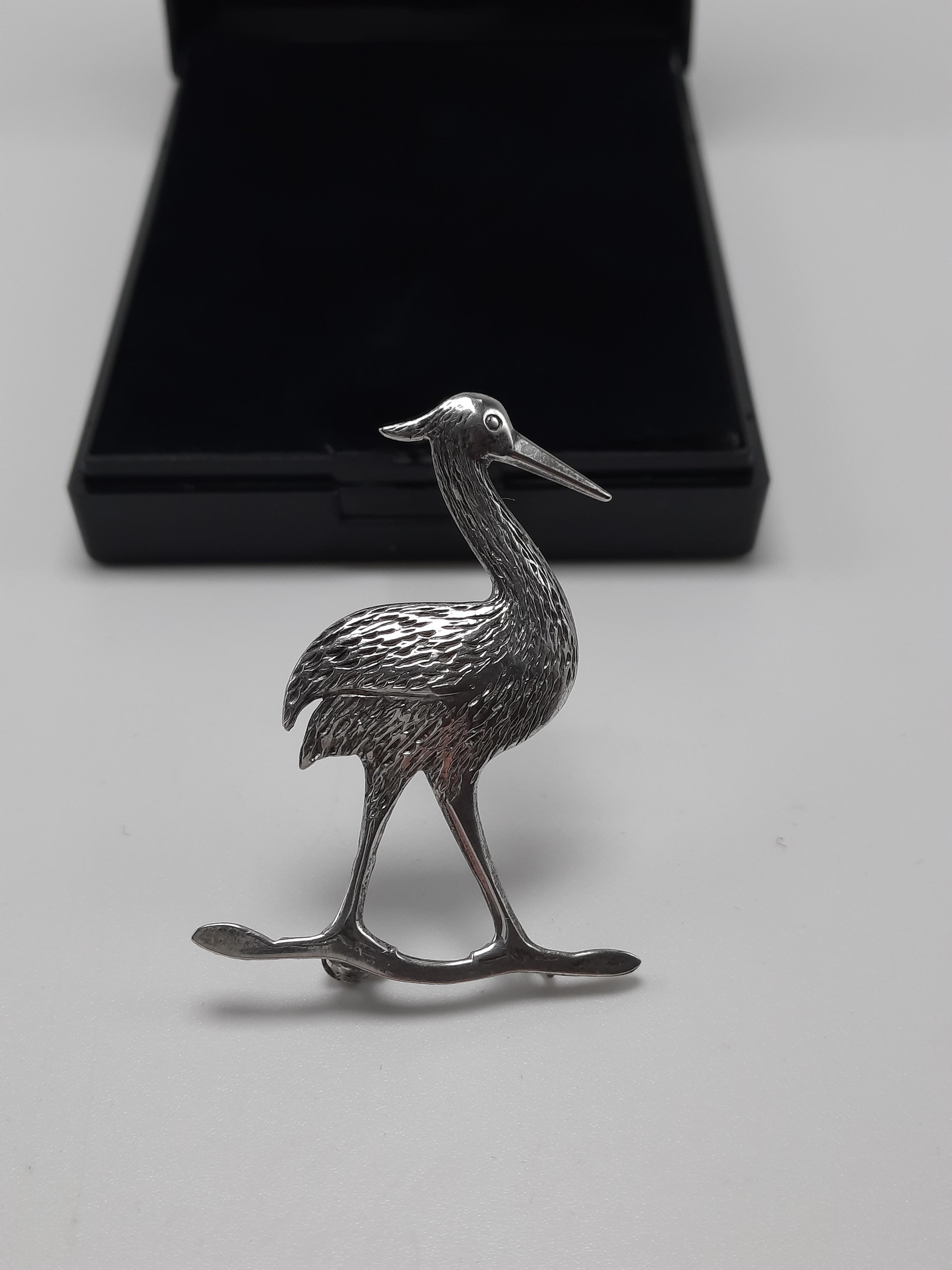 Sterling Silver Brooch in the Form of a Heron - Hallmarked
