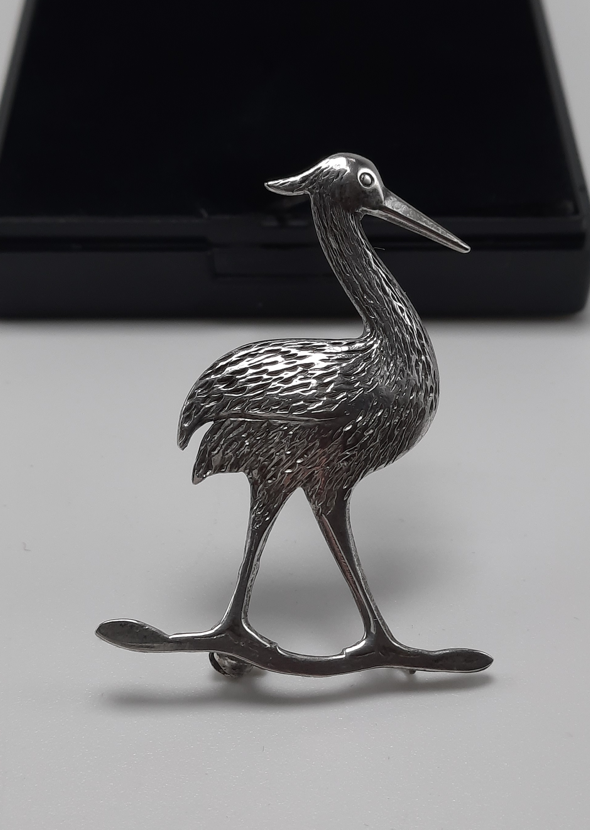 Sterling Silver Brooch in the Form of a Heron - Hallmarked