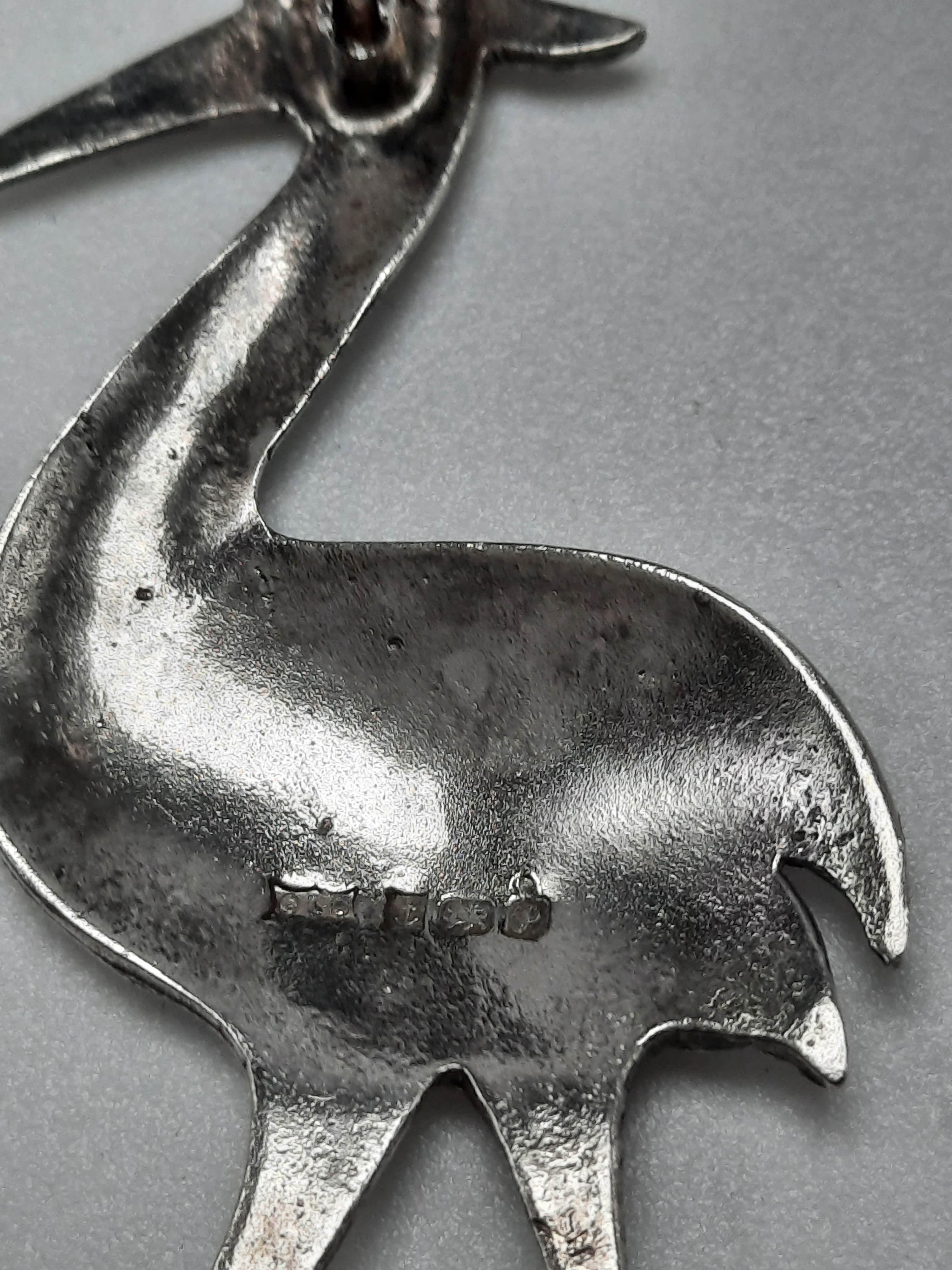 Sterling Silver Brooch in the Form of a Heron - Hallmarked