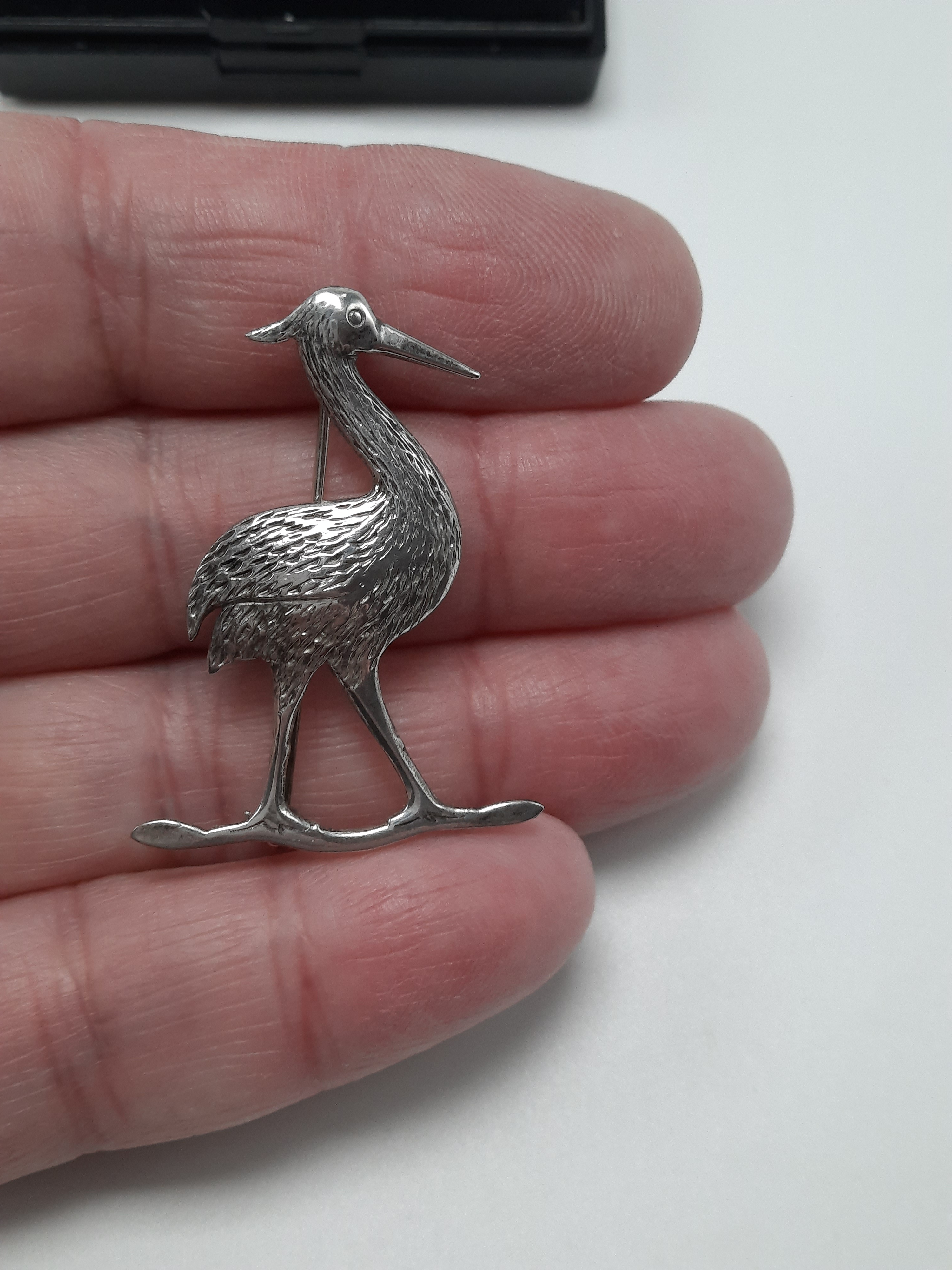 Sterling Silver Brooch in the Form of a Heron - Hallmarked