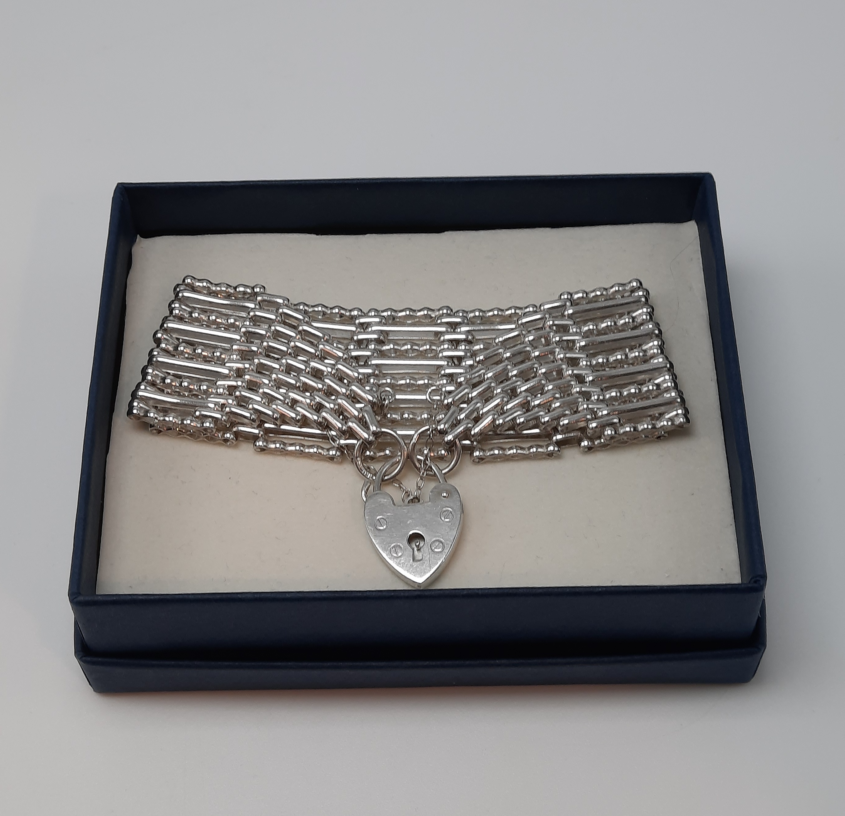 Sterling Silver 9 Bar Gate Bracelet - Hallmarked 1975