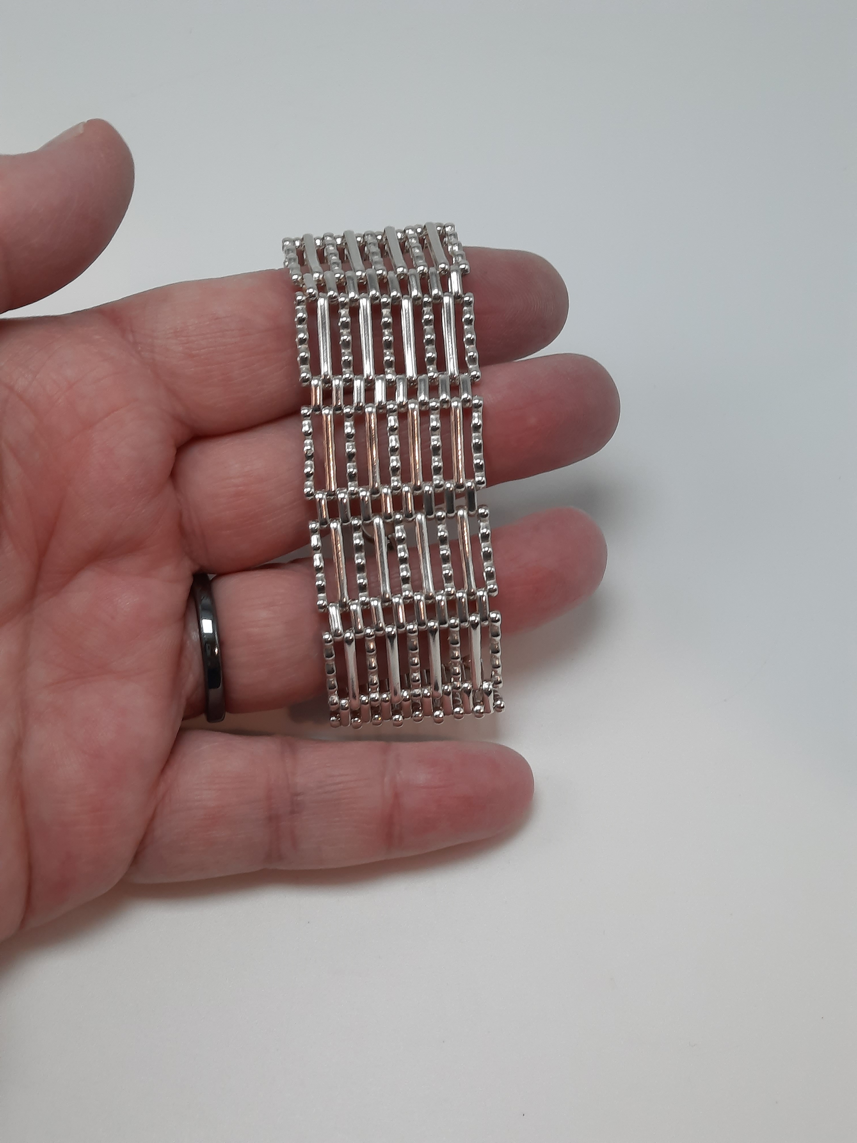 Sterling Silver 9 Bar Gate Bracelet - Hallmarked 1975
