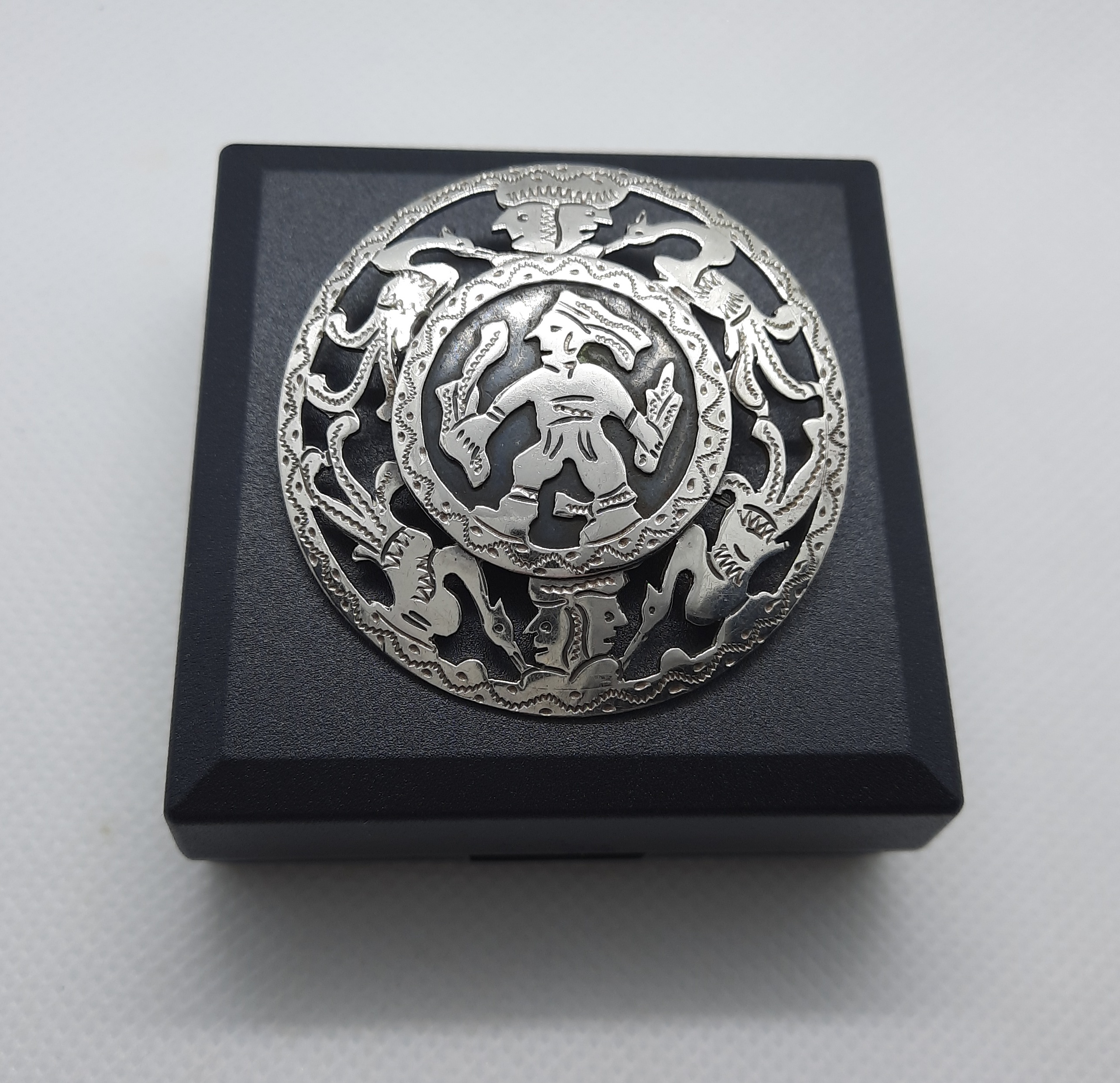 Vintage 900 Silver Guatemalan Warrior Brooch