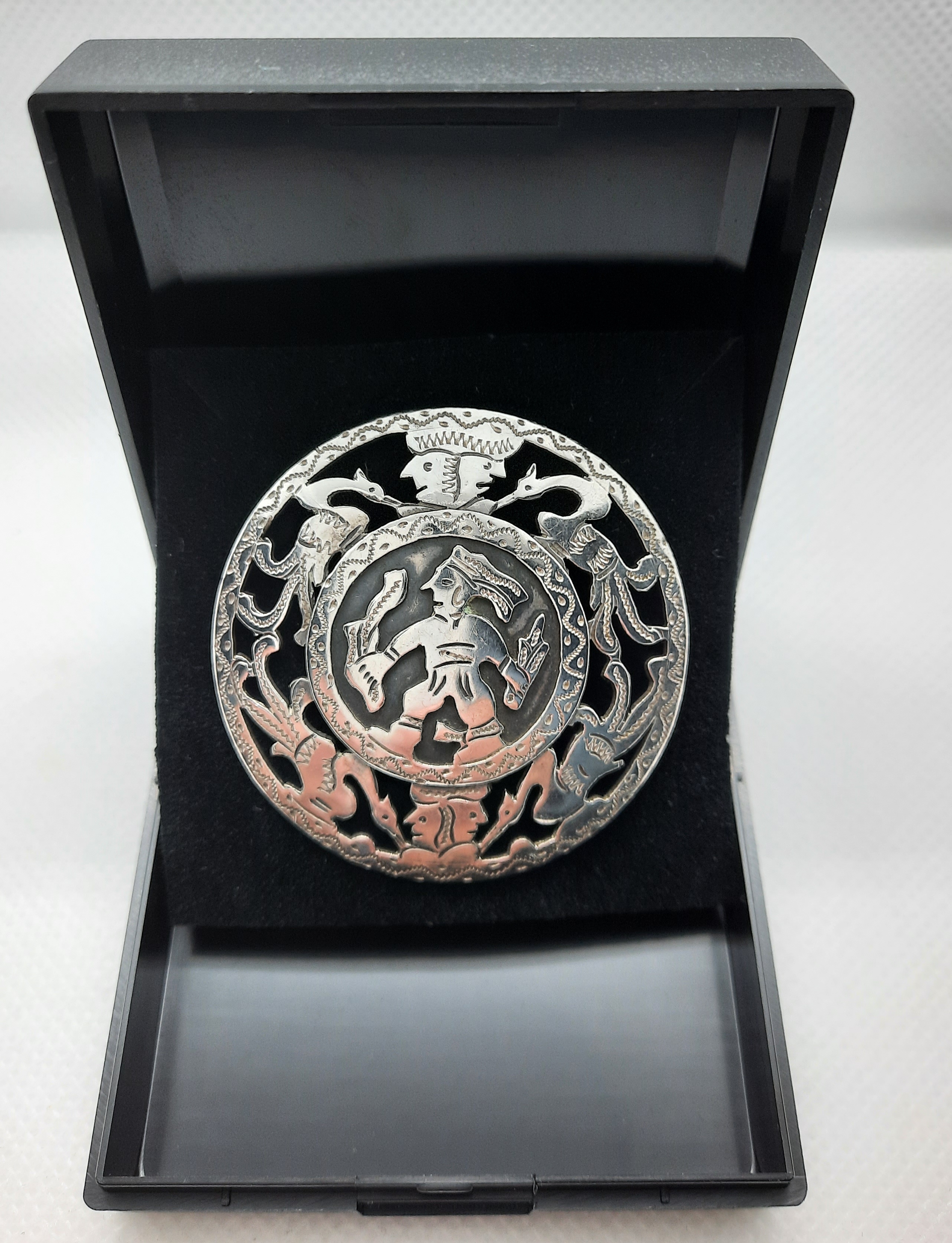 Vintage 900 Silver Guatemalan Warrior Brooch