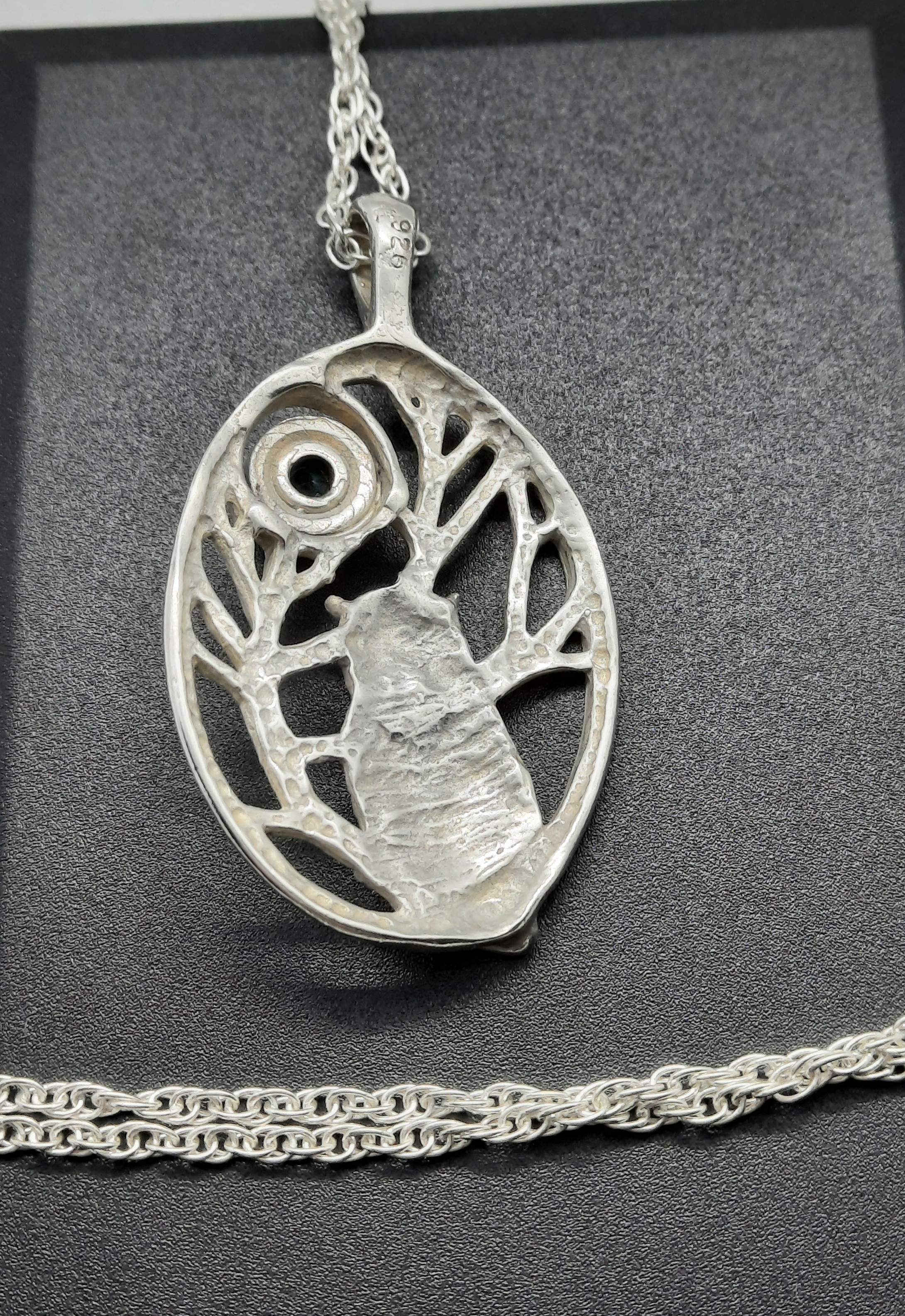 Sterling Silver Owl and Moon Pendant and Chain