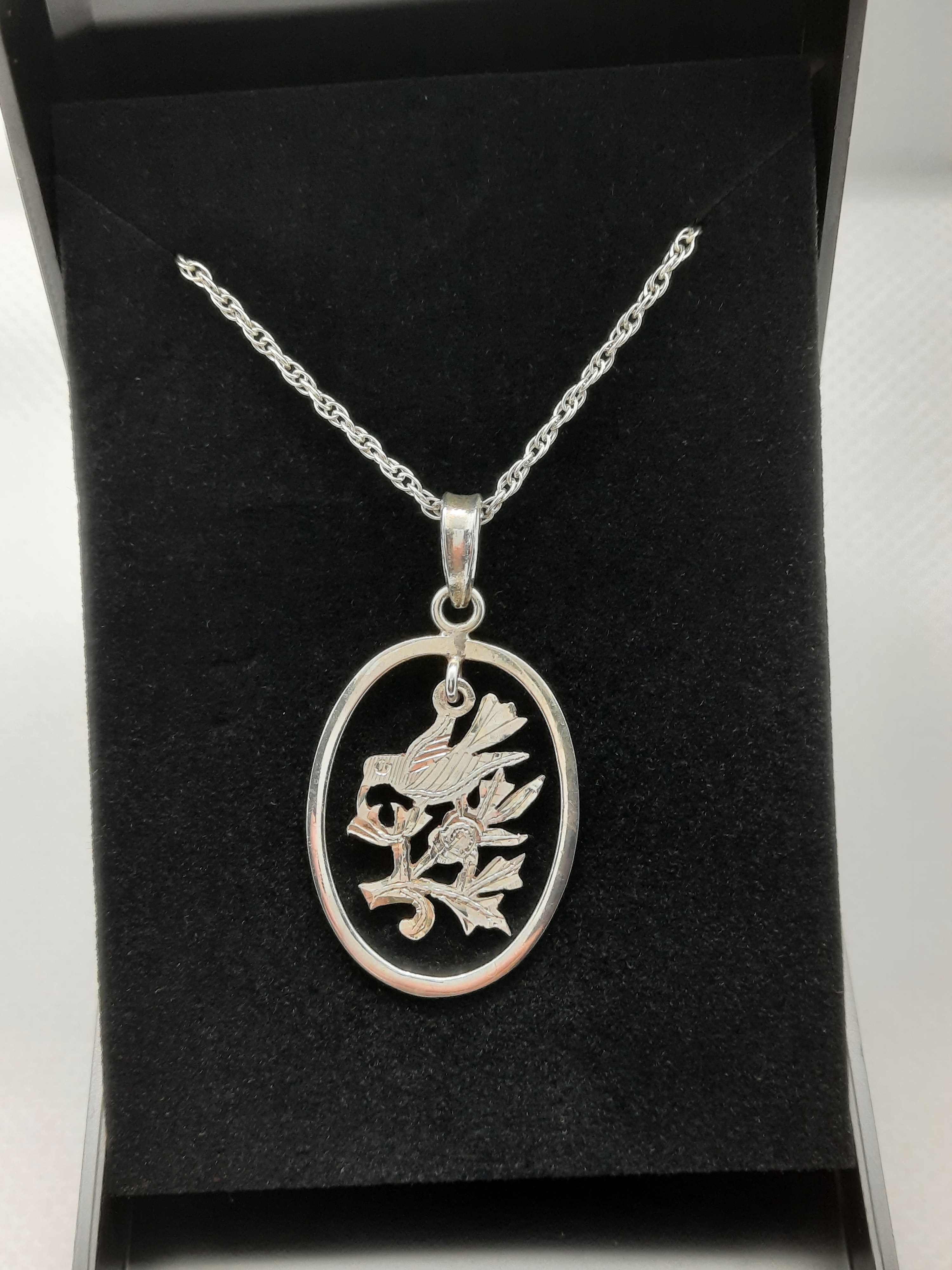 Vintage Sterling Silver Bird Design Pendant and Chain