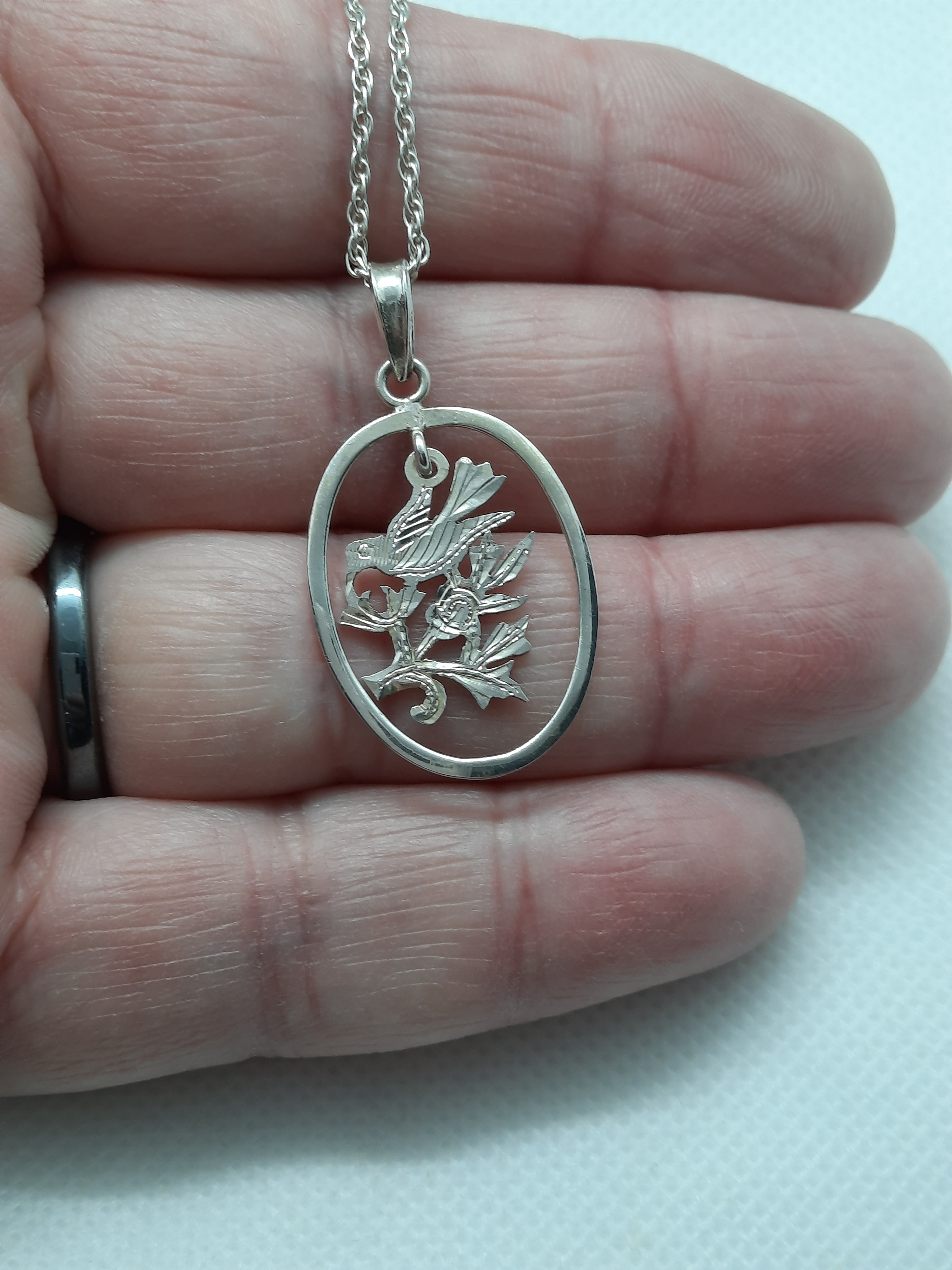 Vintage Sterling Silver Bird Design Pendant and Chain