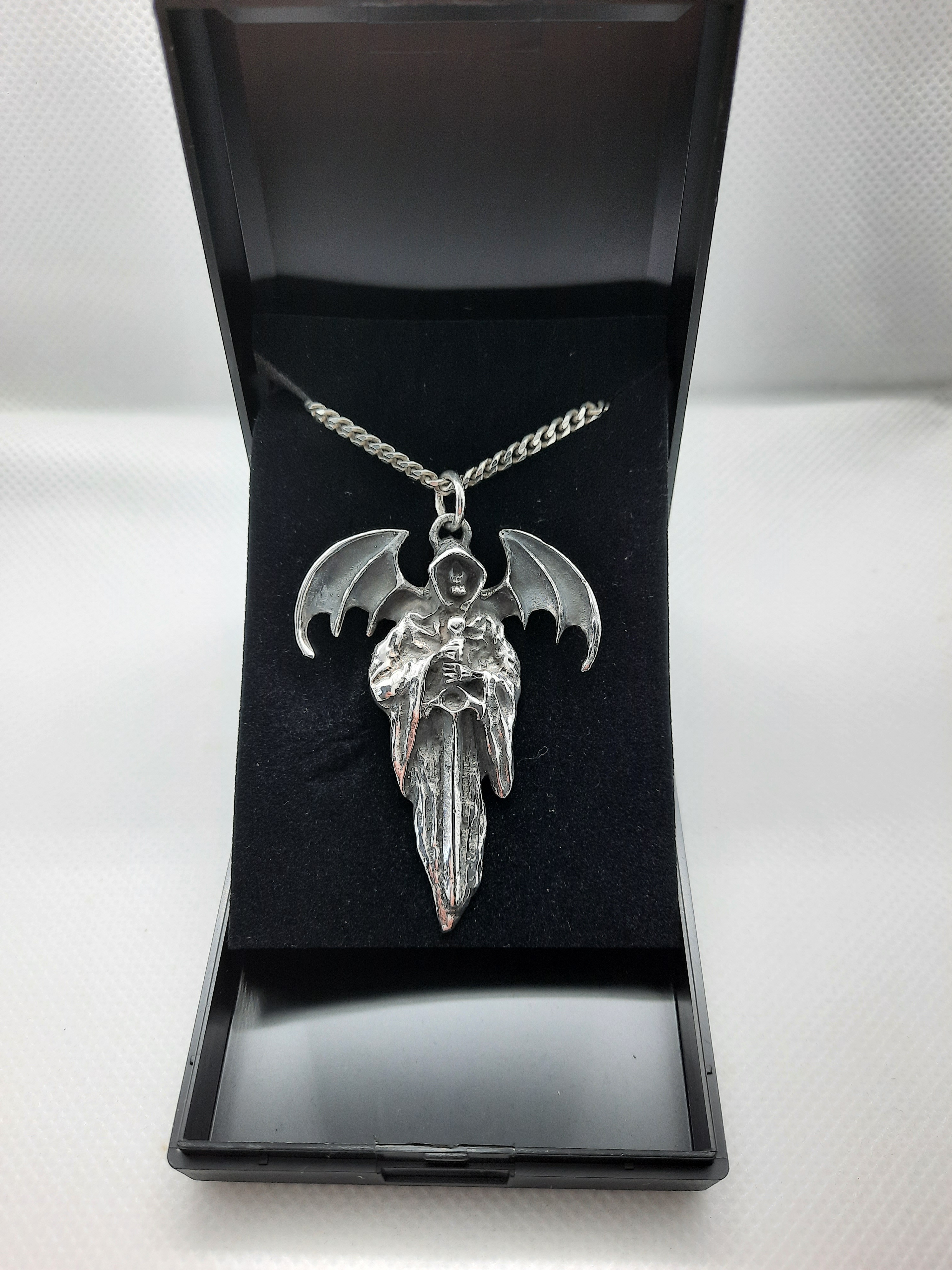 Stunning Sterling Silver Large Angel of Death Pendant and Chain